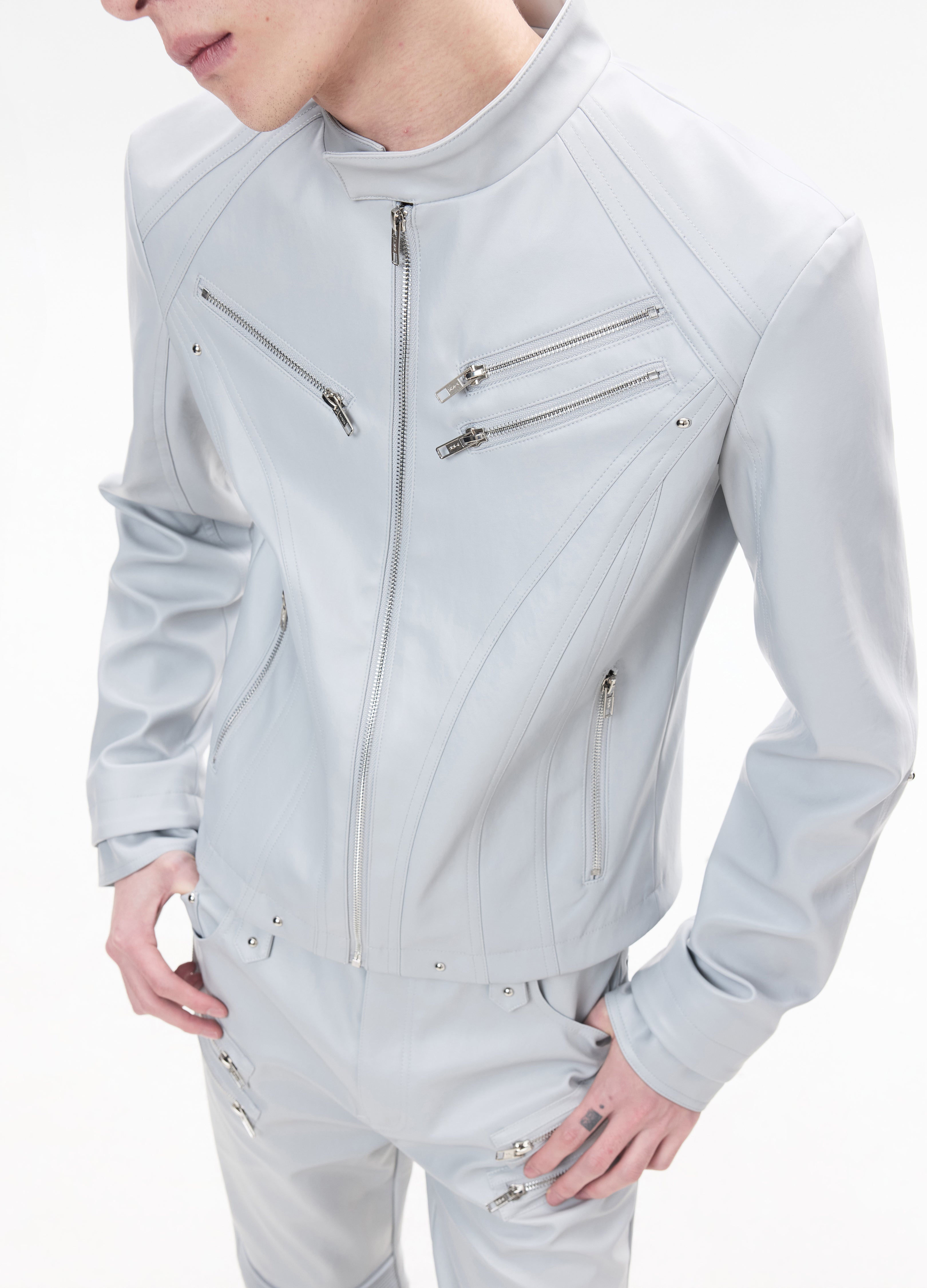 26SS SHARP ZIP LEATHER JACKET