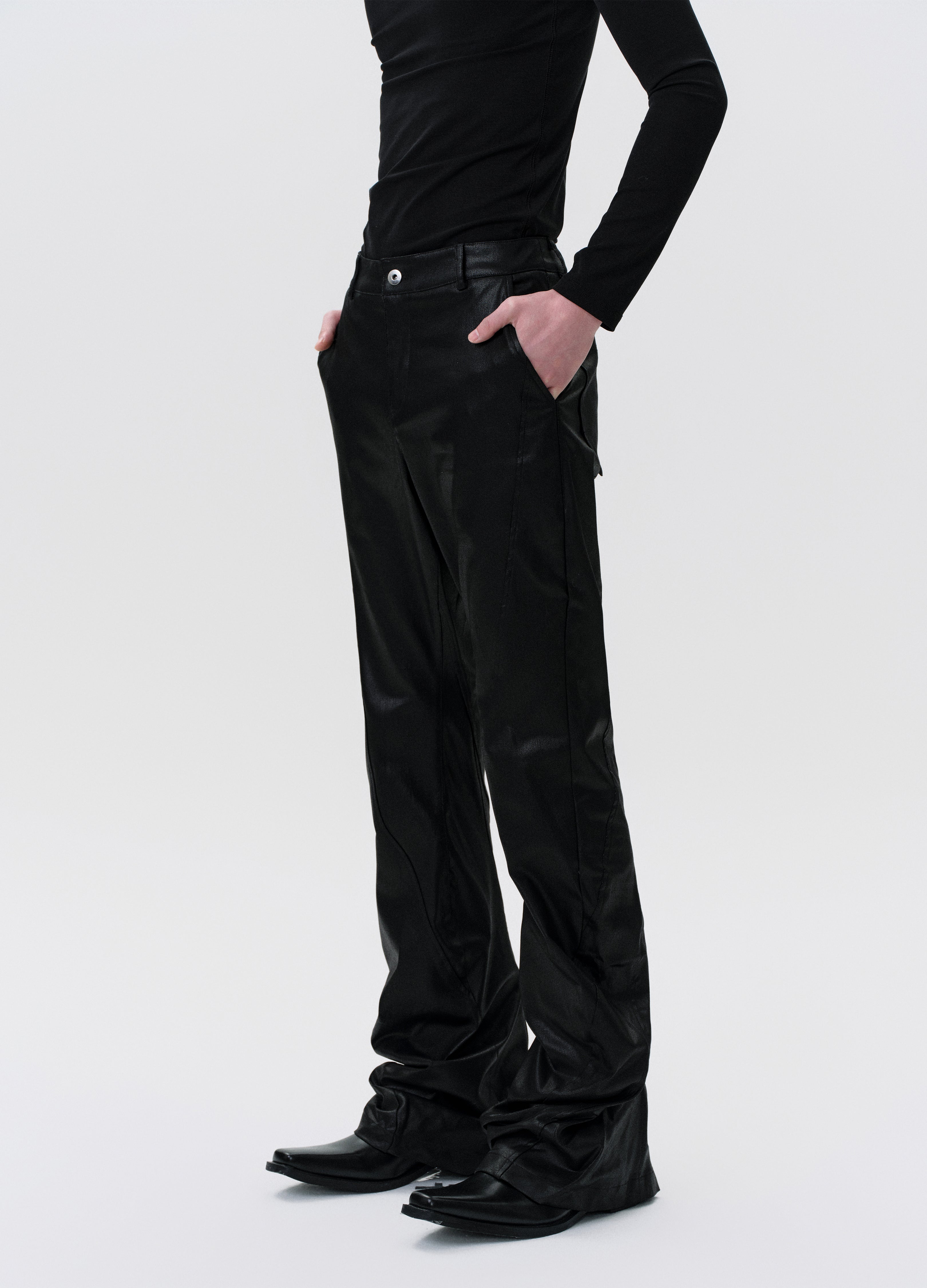 25SS TWISTED WAX COATED PANTS