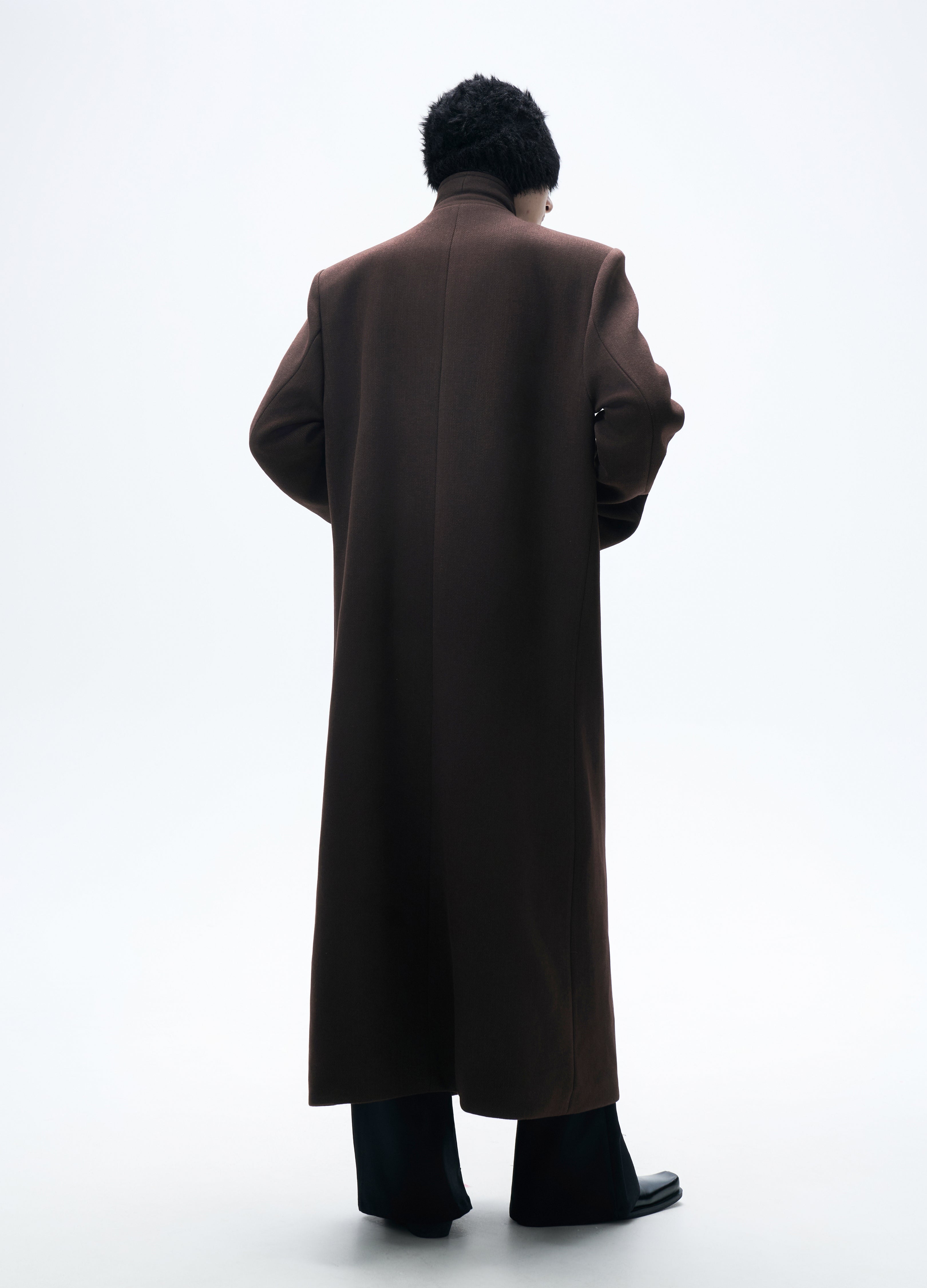 25FW CHESTNUT ASYMMETRIC WOOL COAT