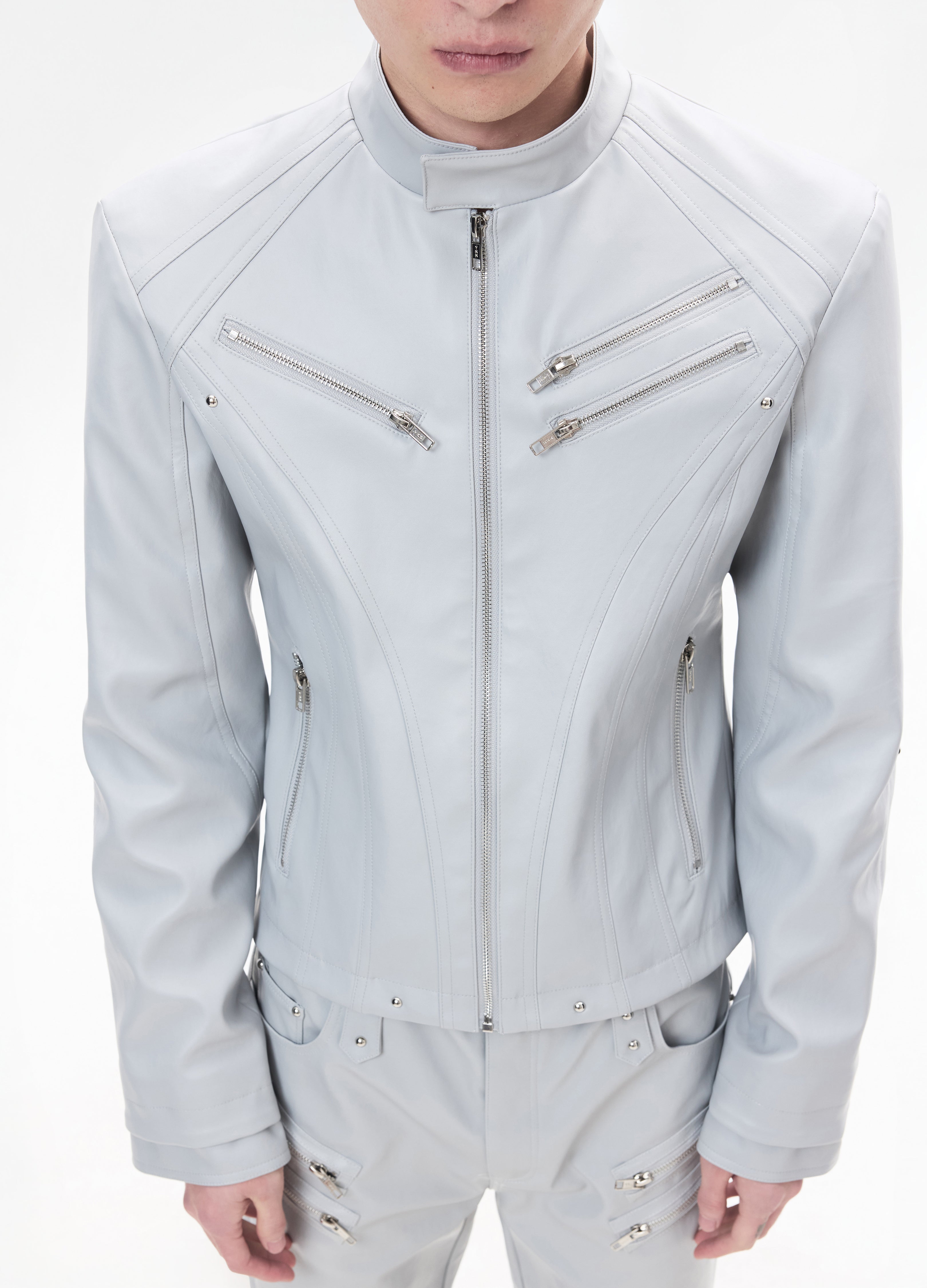 26SS SHARP ZIP LEATHER JACKET