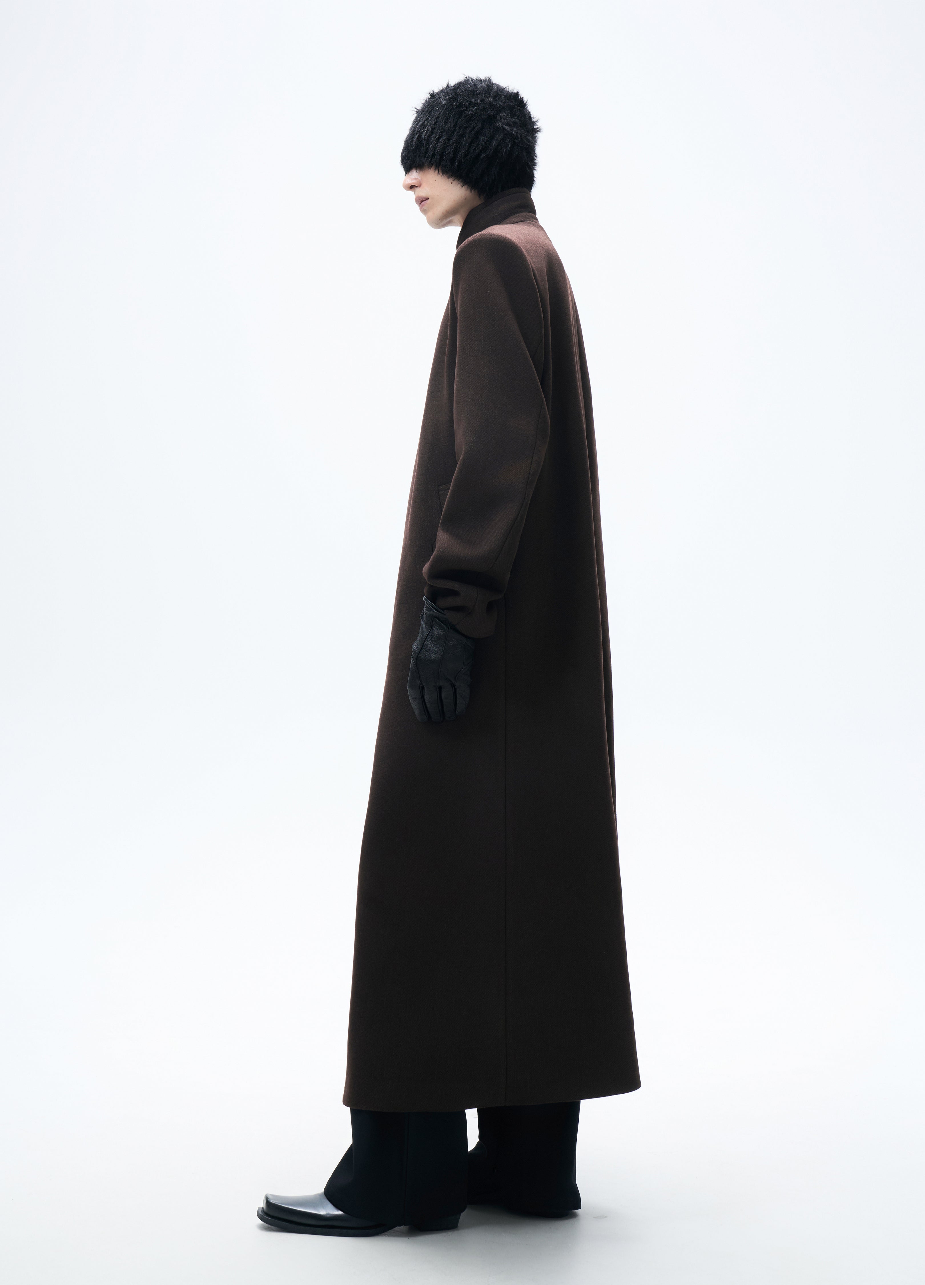 25FW CHESTNUT ASYMMETRIC WOOL COAT