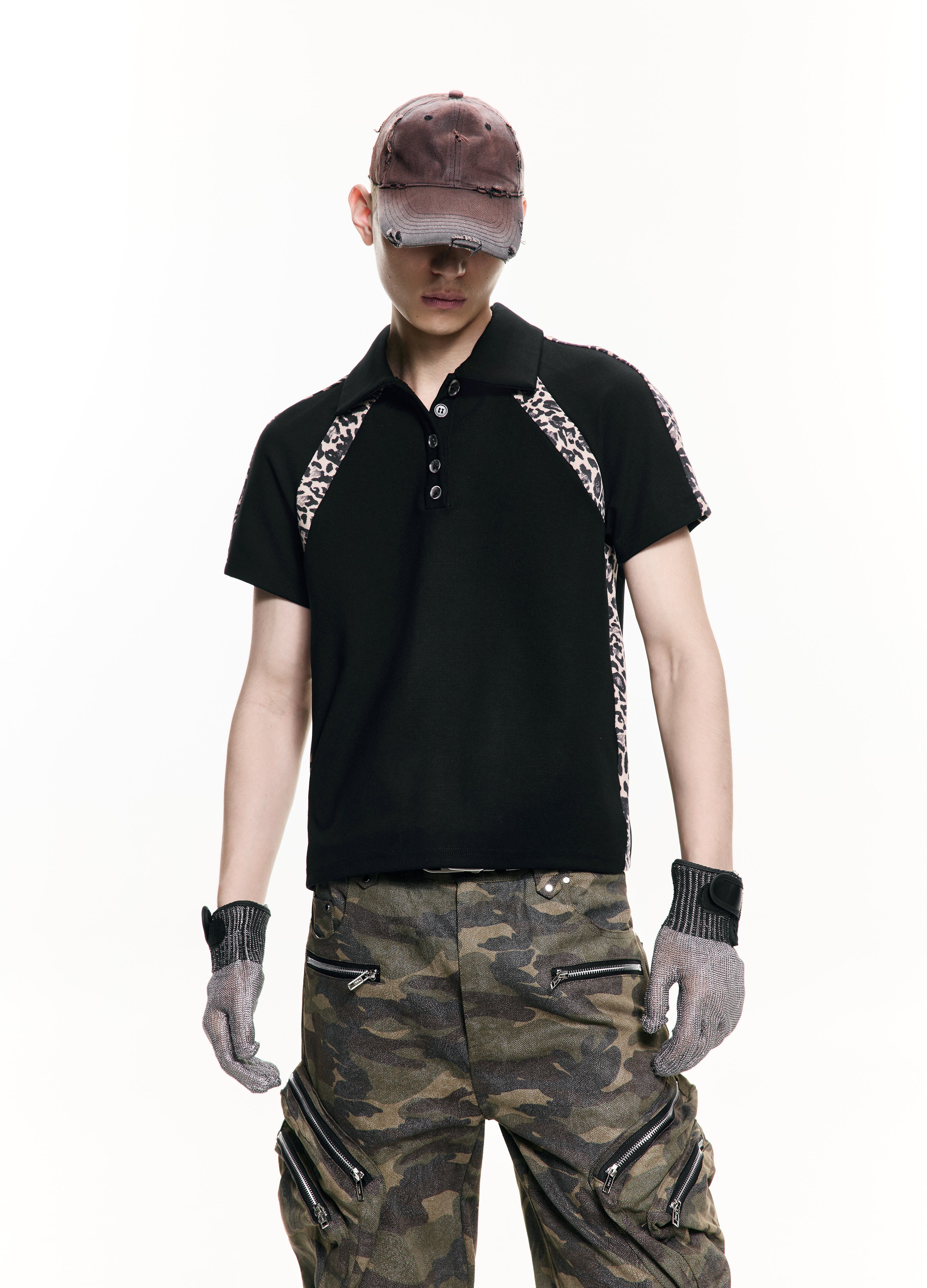 26SS LEOPARD RAGLAN POLO TEE