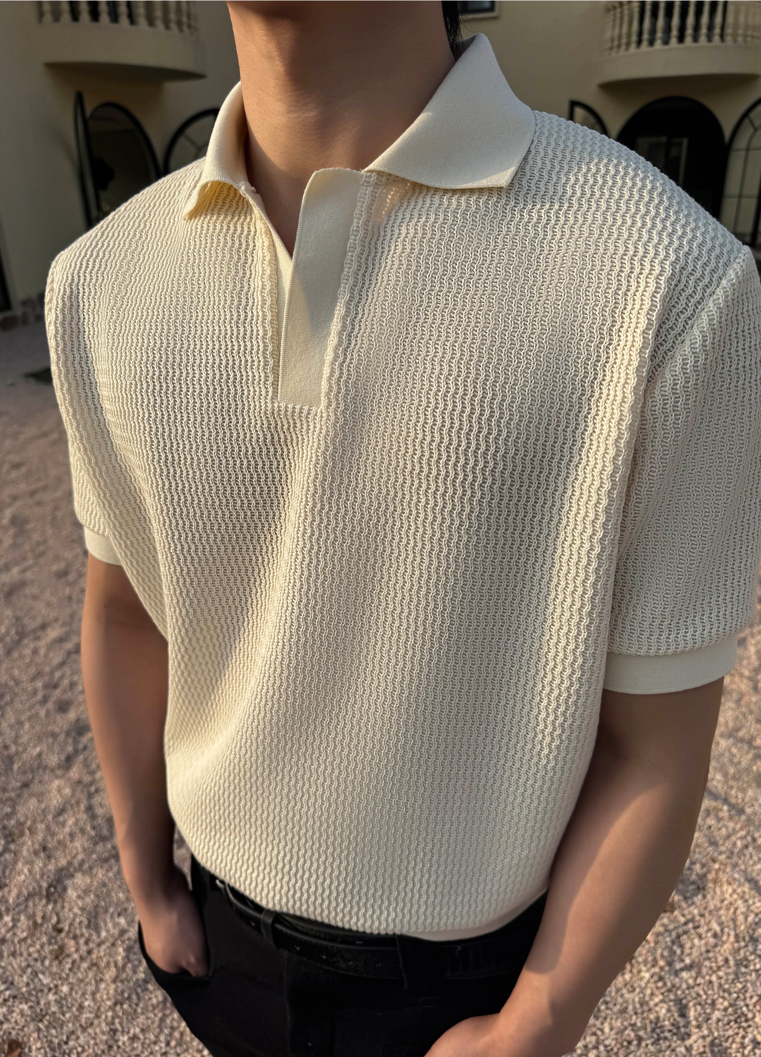 25SS JACQUARD V-NECK POLO