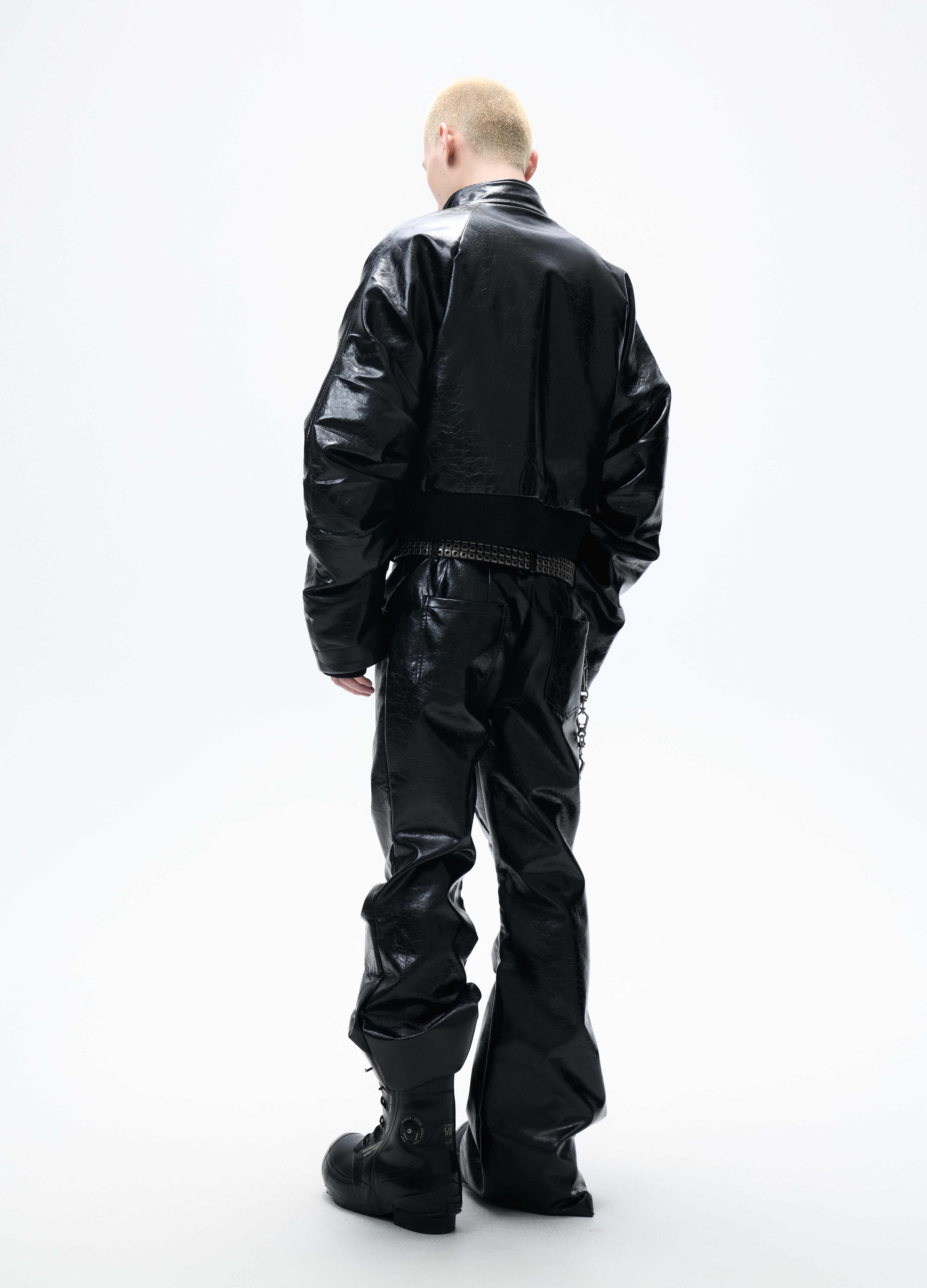 25FW PLEATED LEATHER PUFFER JACKET