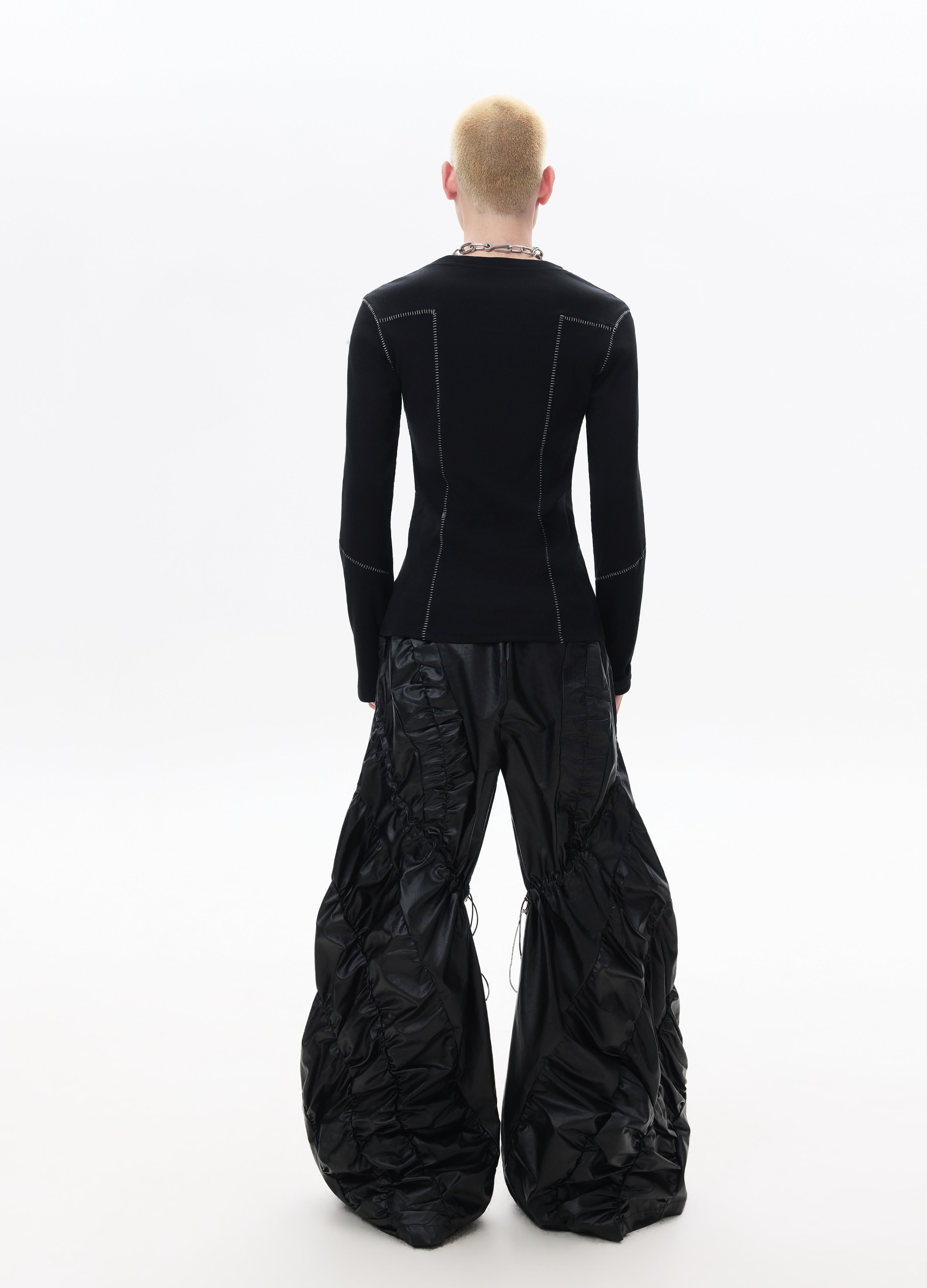 26SS DRAWSTRING PLEATED WIDE LEG PANTS