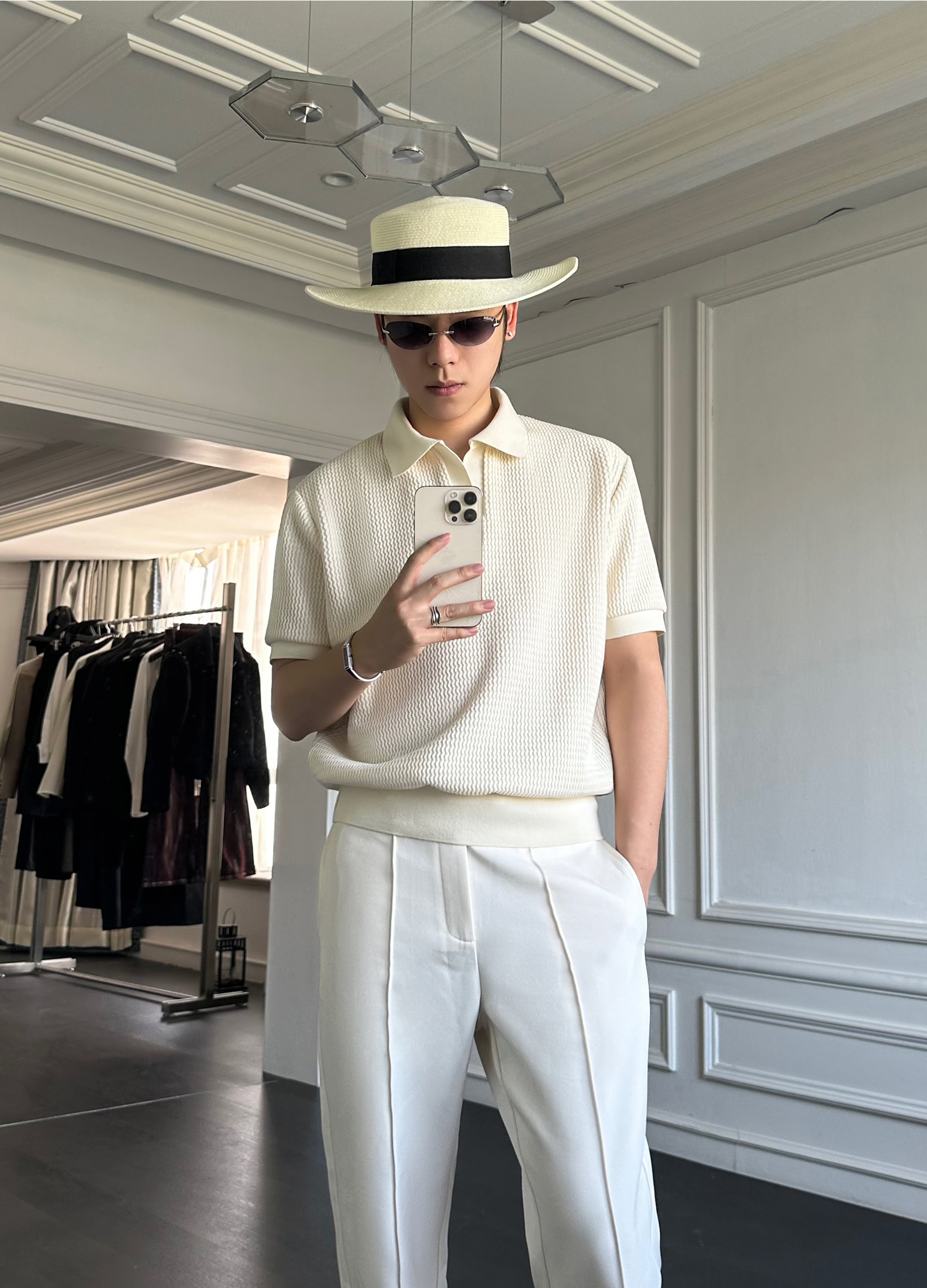 25SS JACQUARD V-NECK POLO