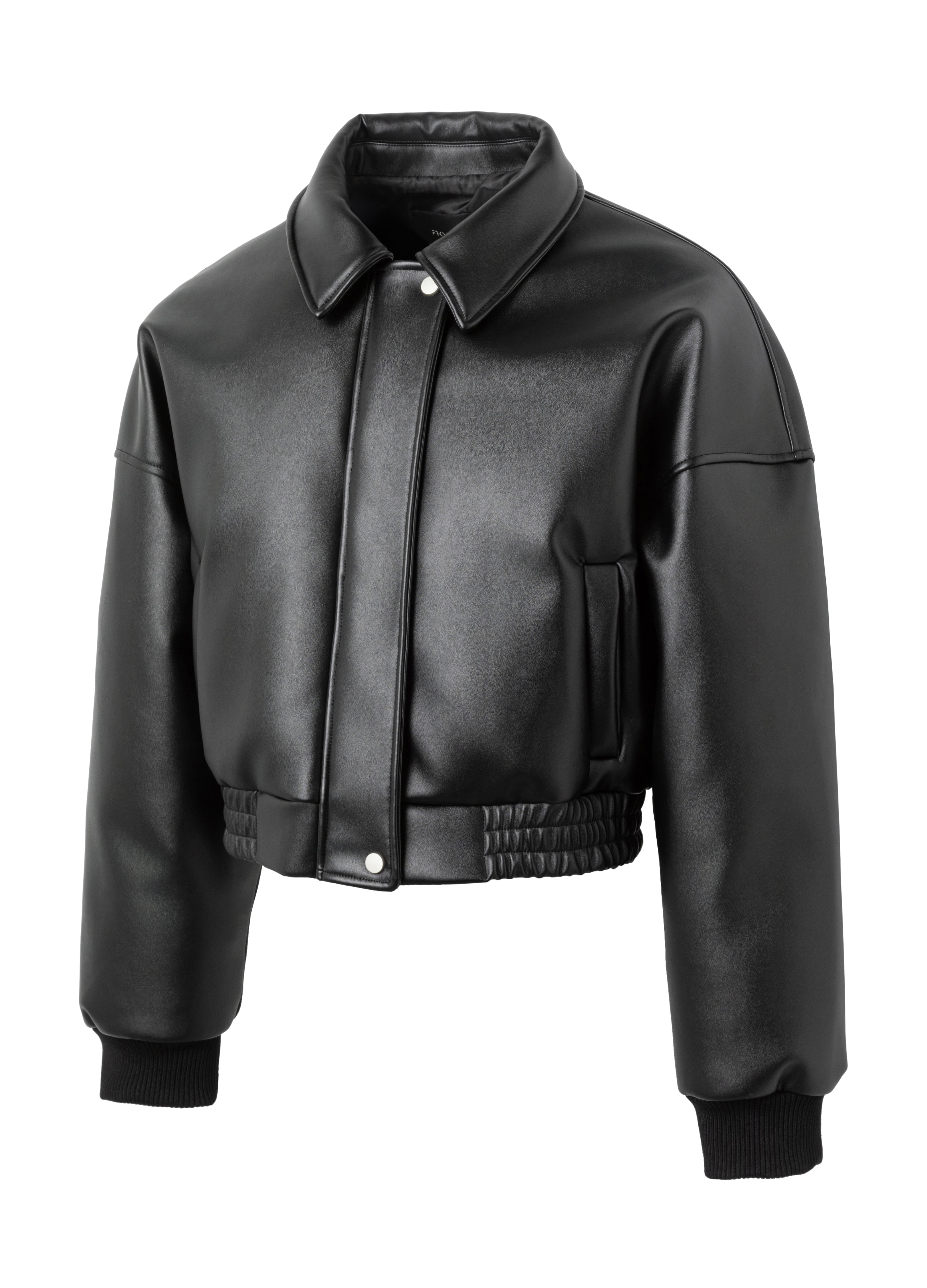 25FW HIGH-COLLAR LEATHER PUFFER