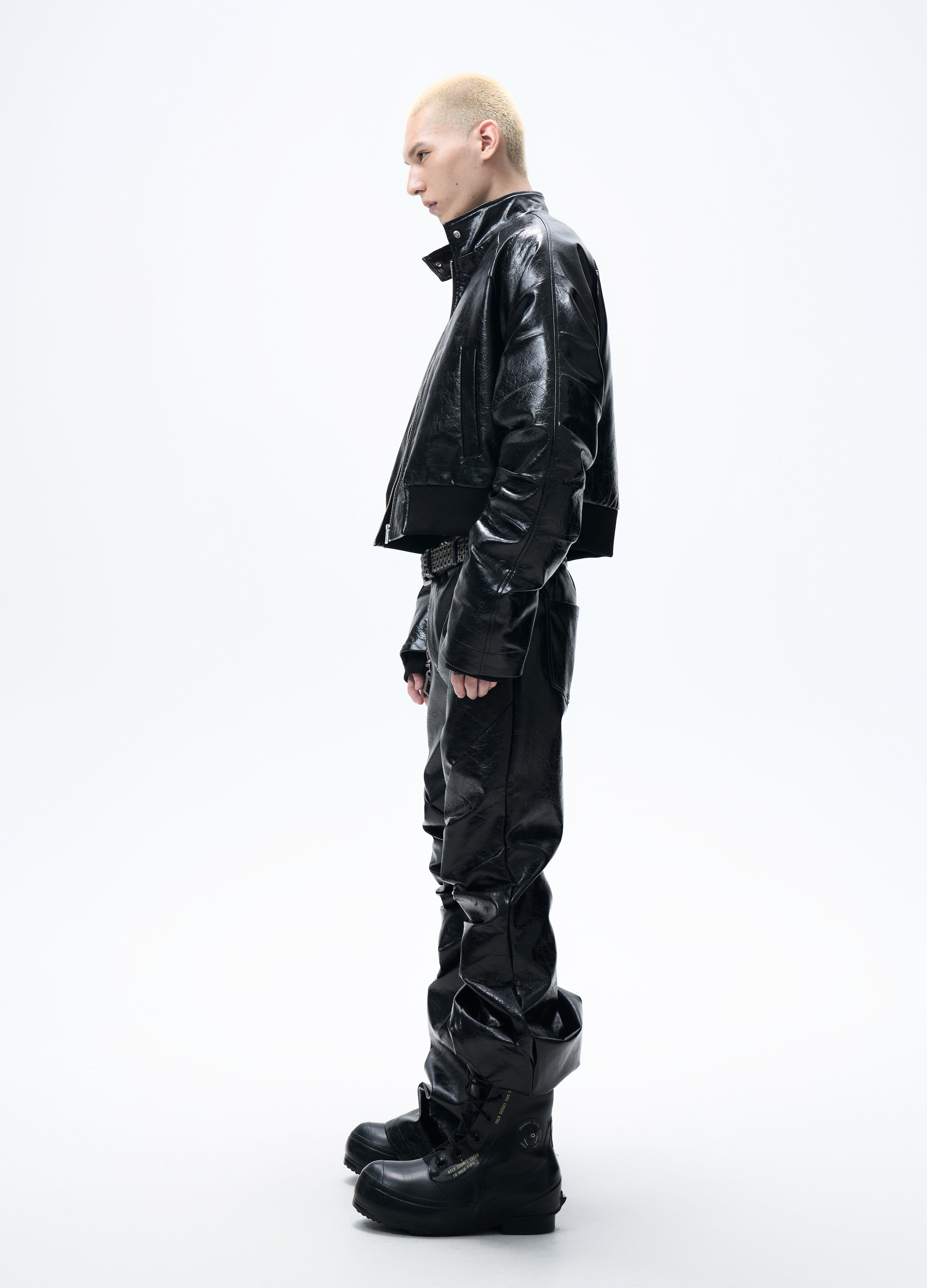 25FW PLEATED LEATHER PUFFER JACKET