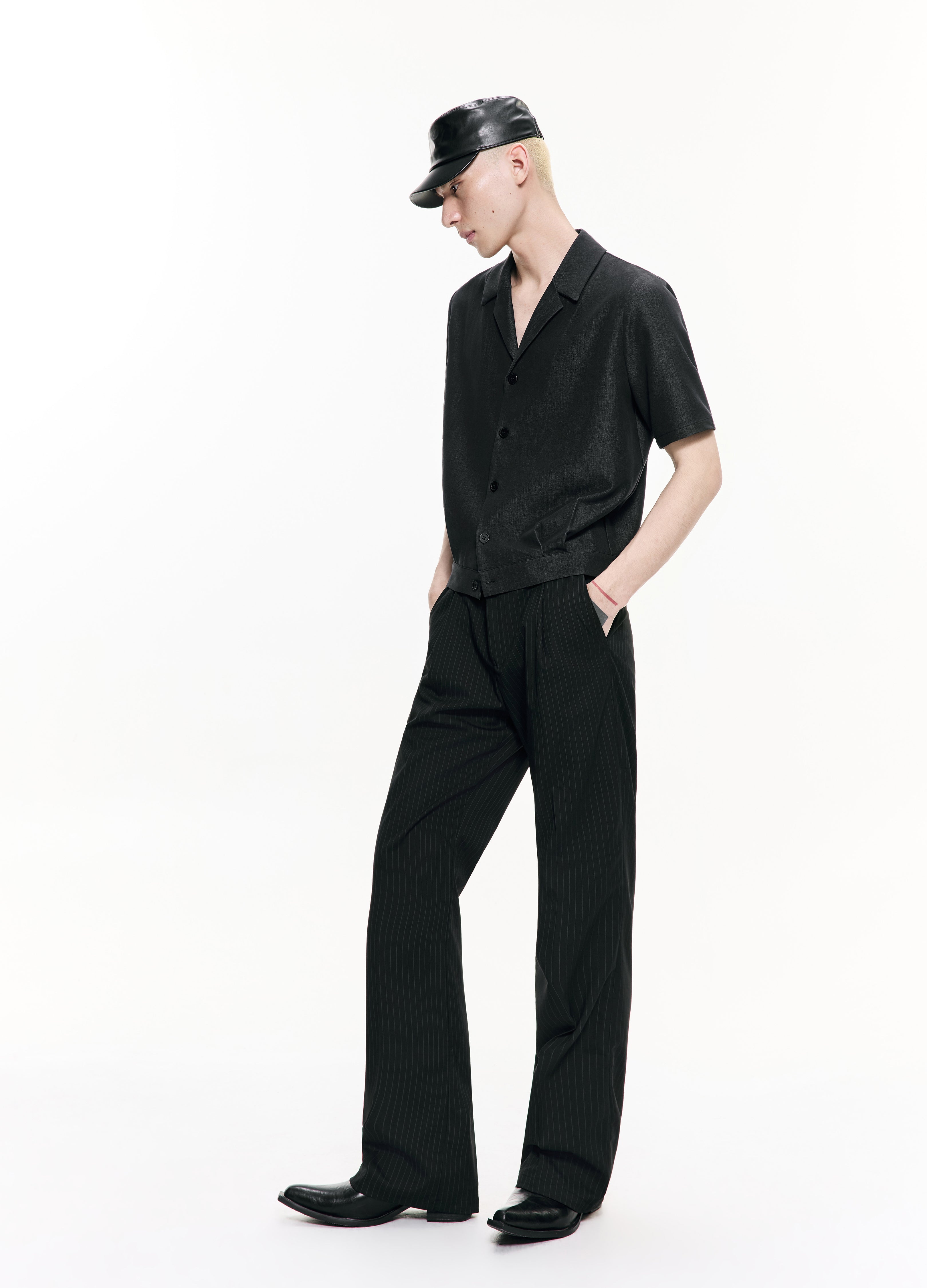 26SS BLACK DRAPE CUBA SHIRT