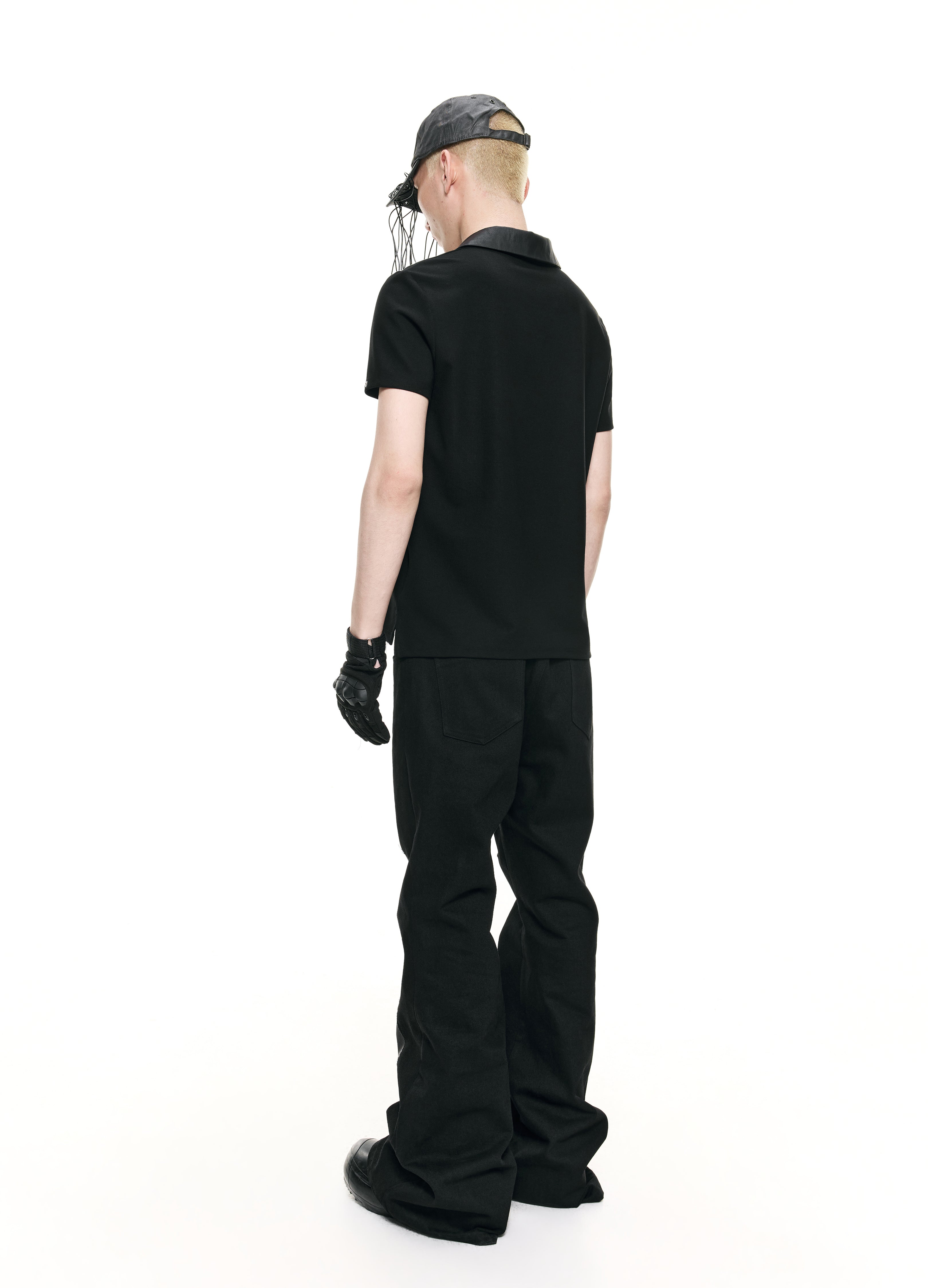 26SS LEATHER COLLAR POLO