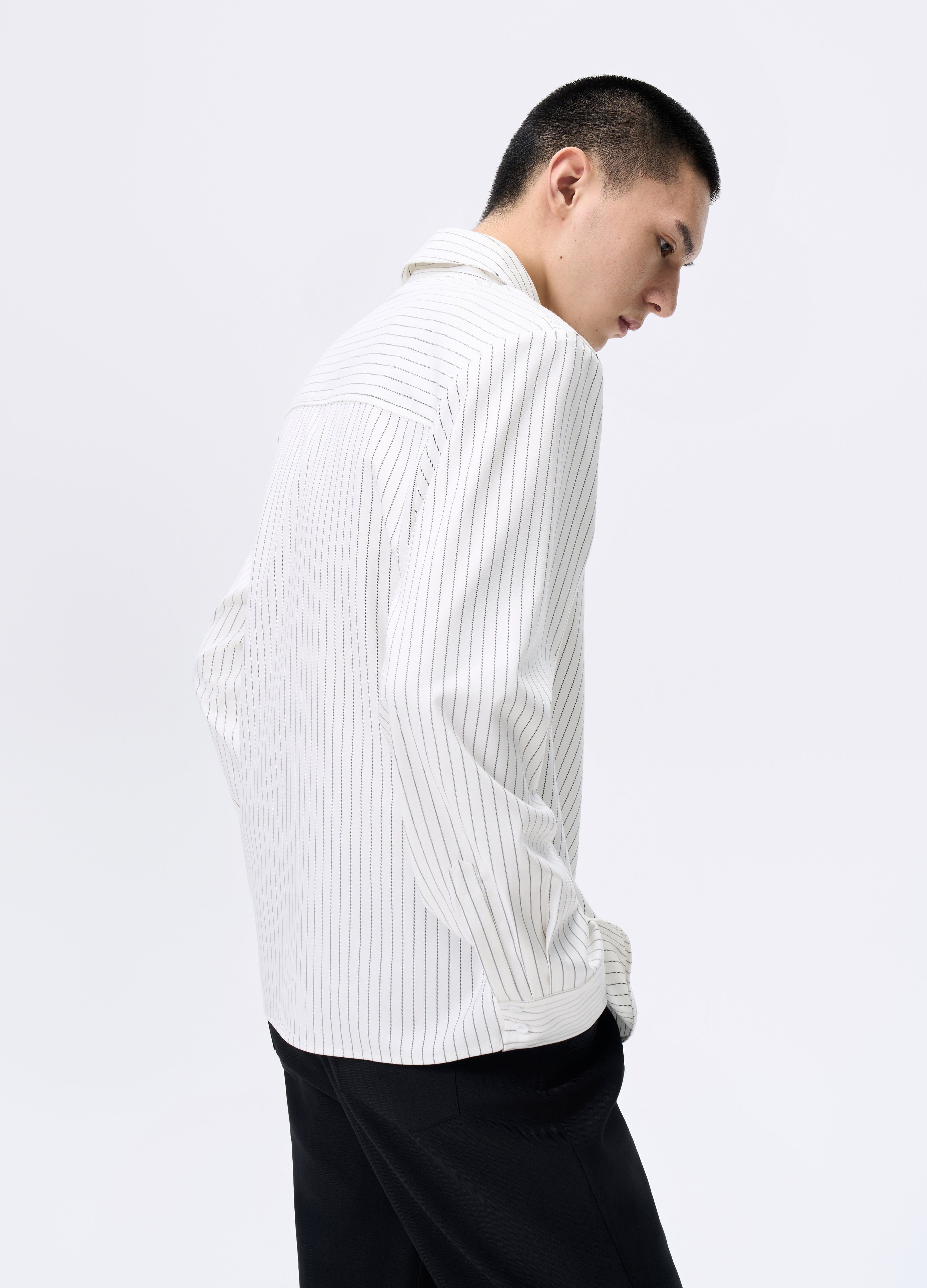 25FW STRIPED PADDED CROPPED SHIRT