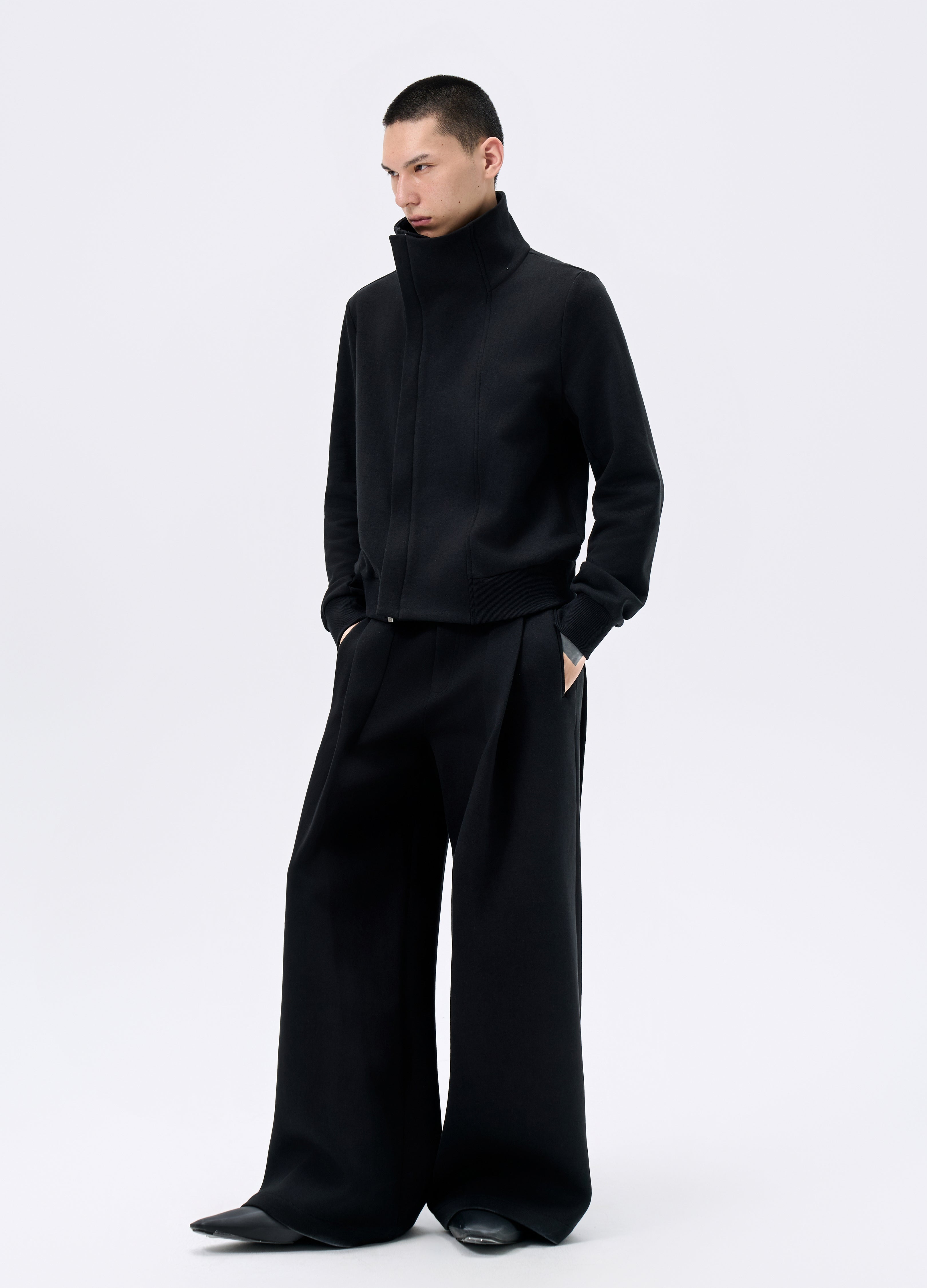 25FW BLACK ZIP CROPPED JACKET