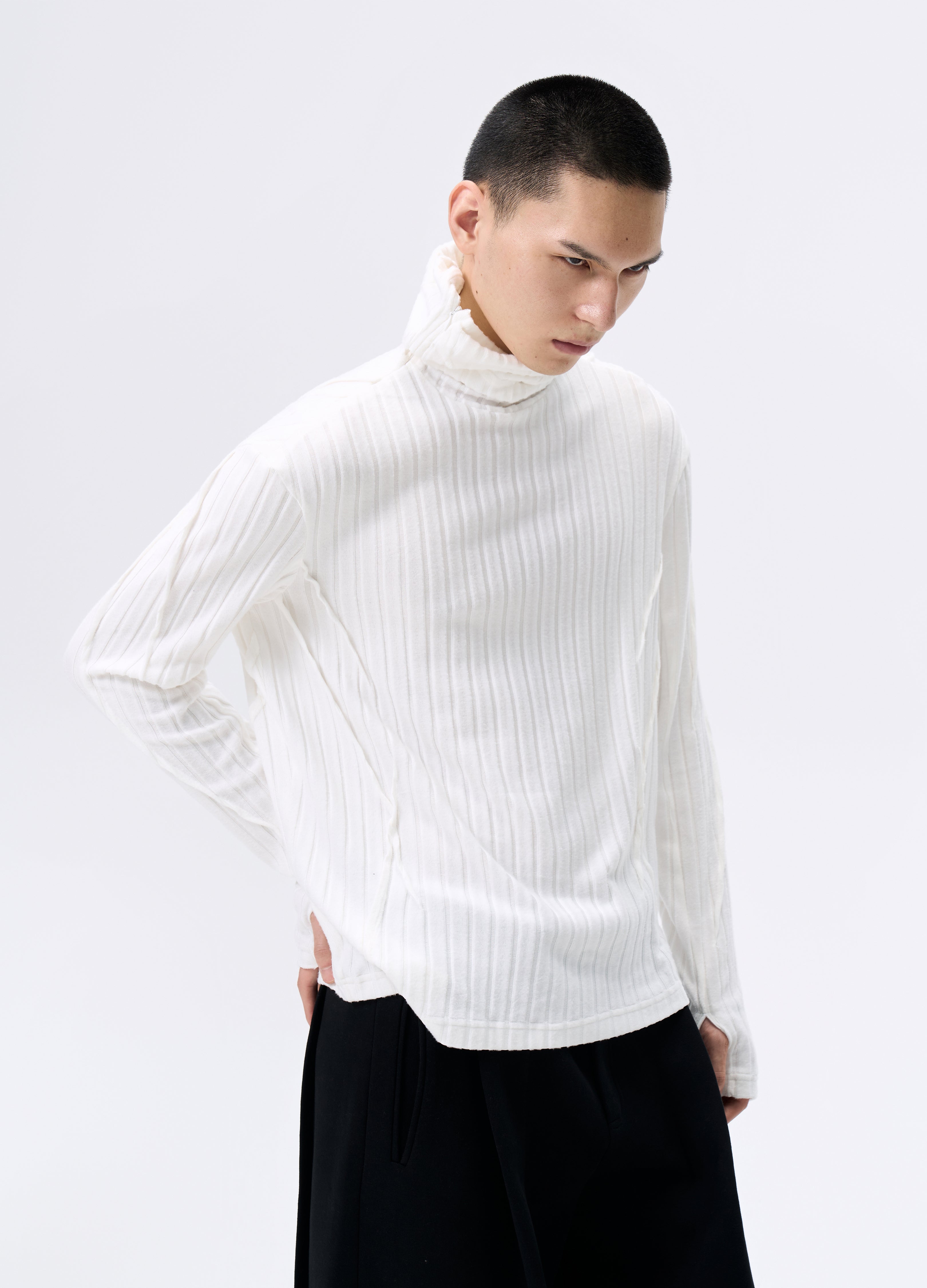 25FW MASKED STRIPE KNIT HOODIE