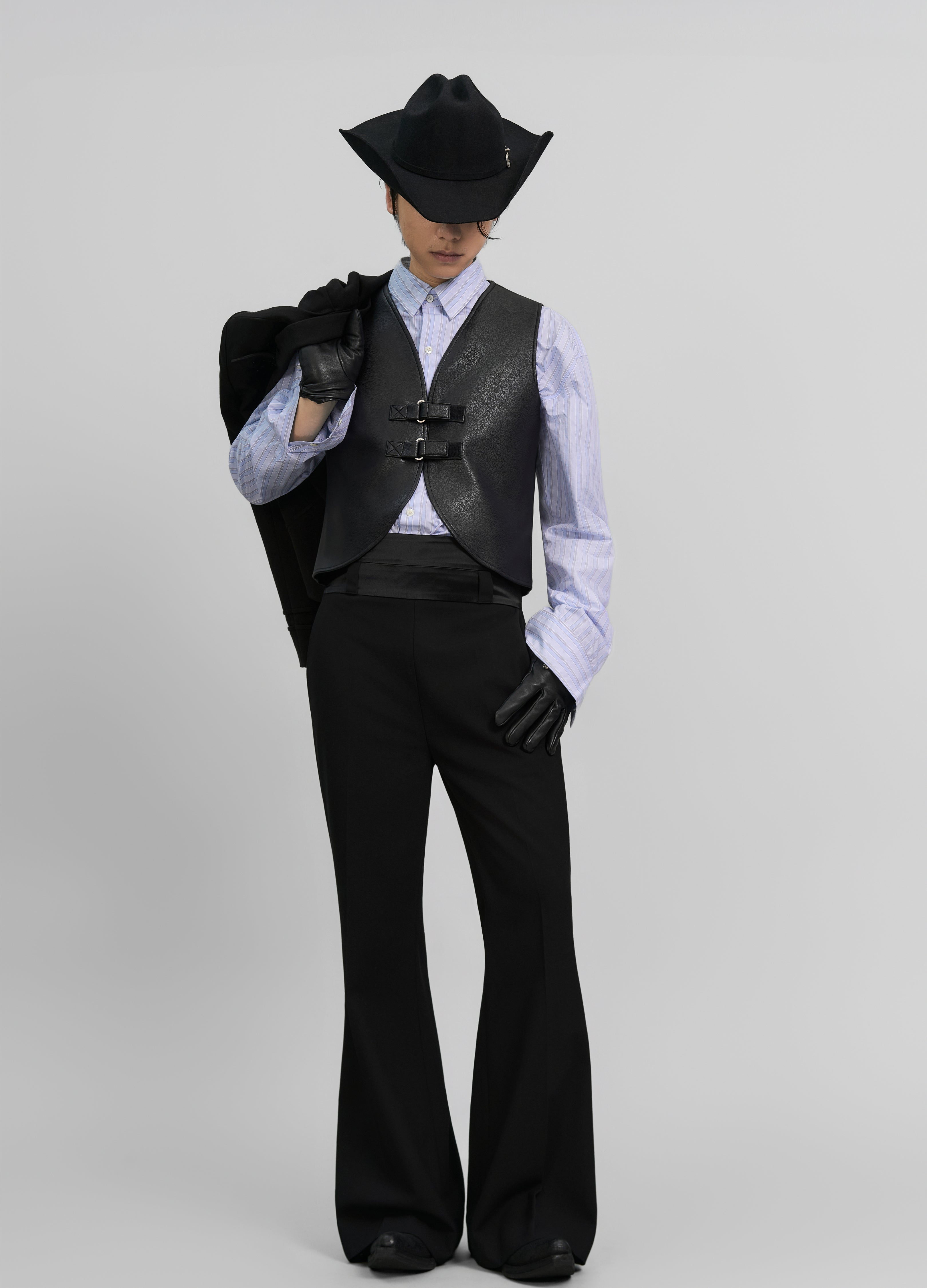 STRIPED EMBROIDERED BLUE SHIRT