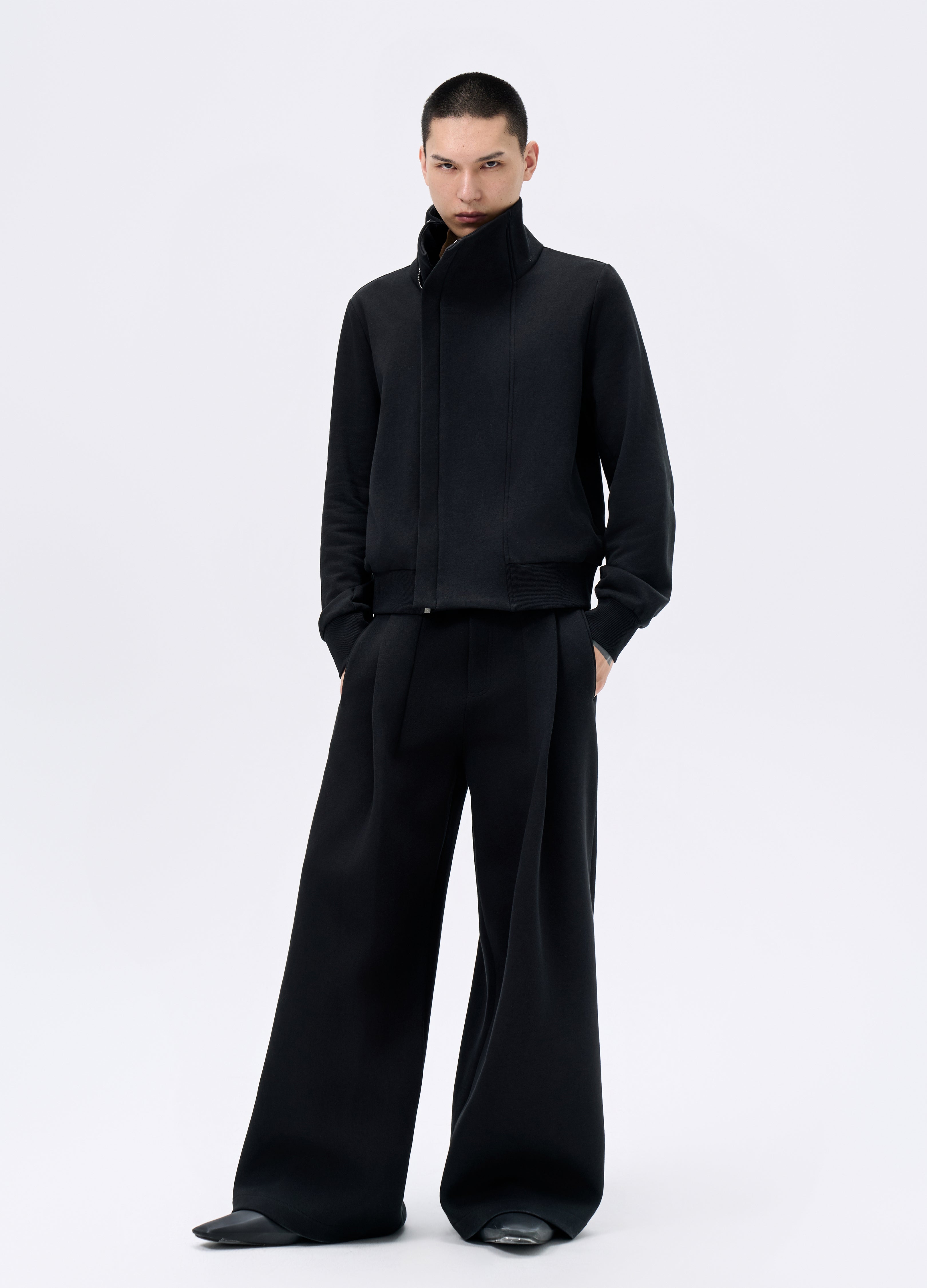 25FW BLACK ZIP CROPPED JACKET