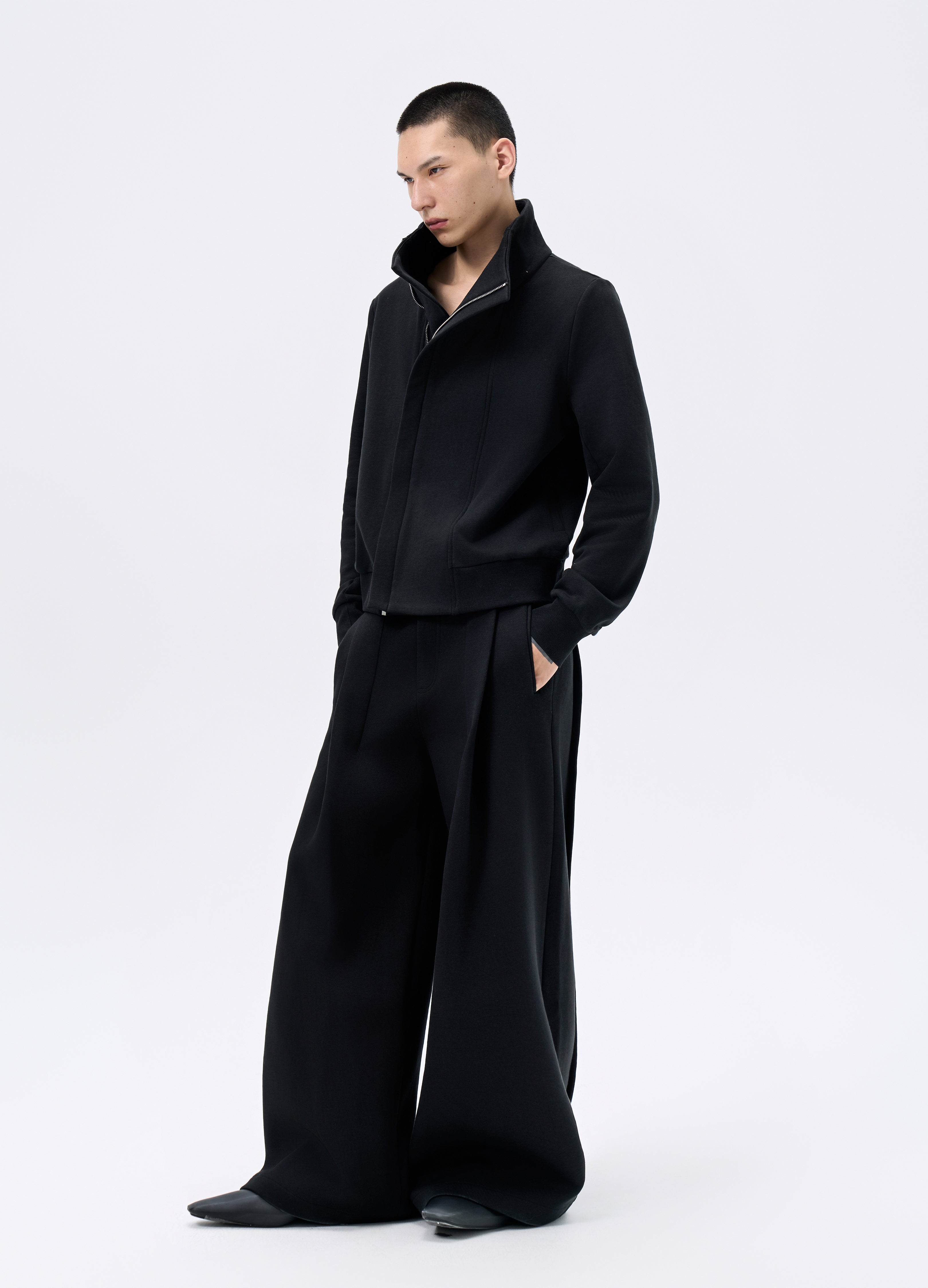 25FW BLACK ZIP CROPPED JACKET