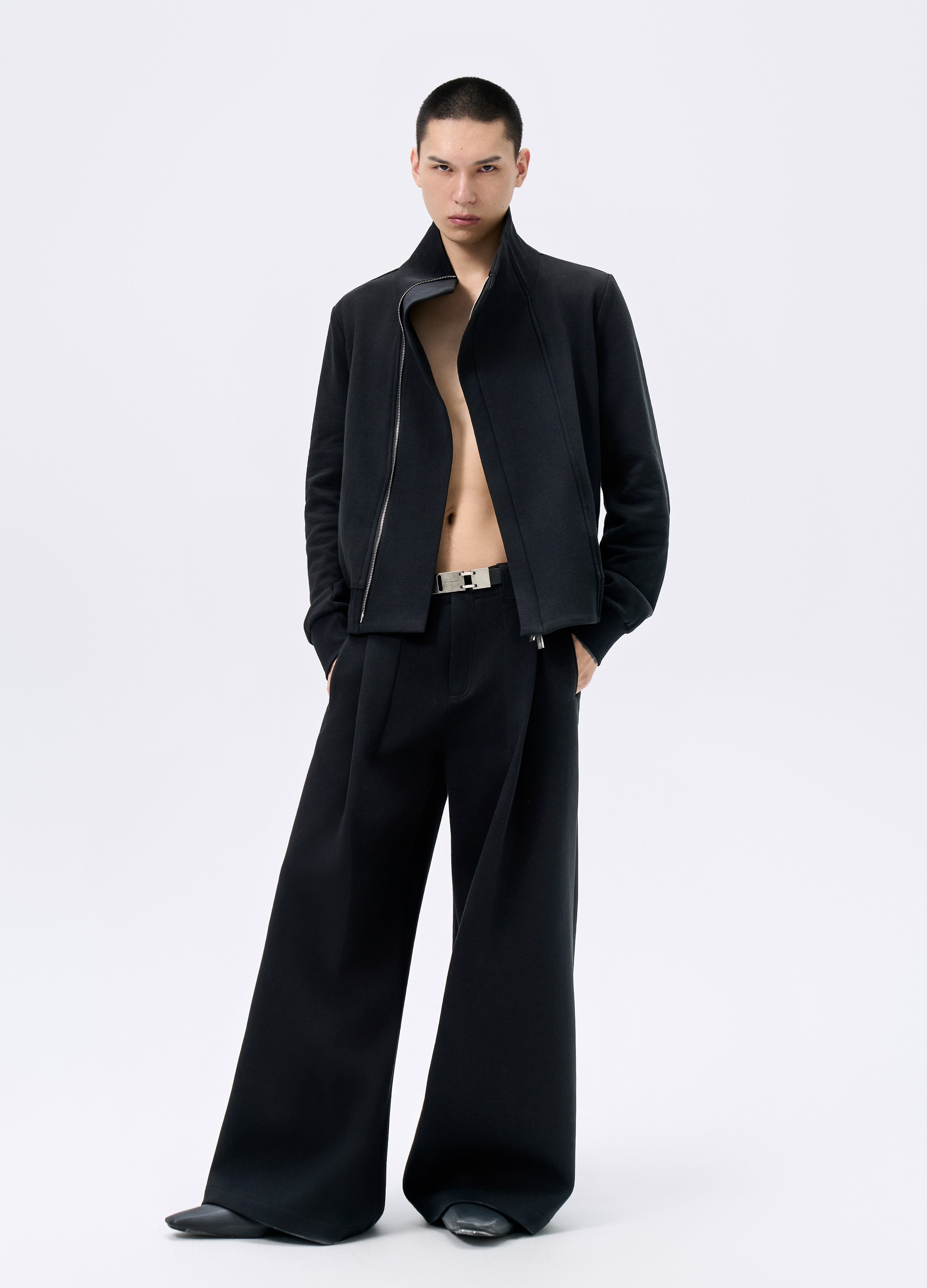 25FW BLACK ZIP CROPPED JACKET