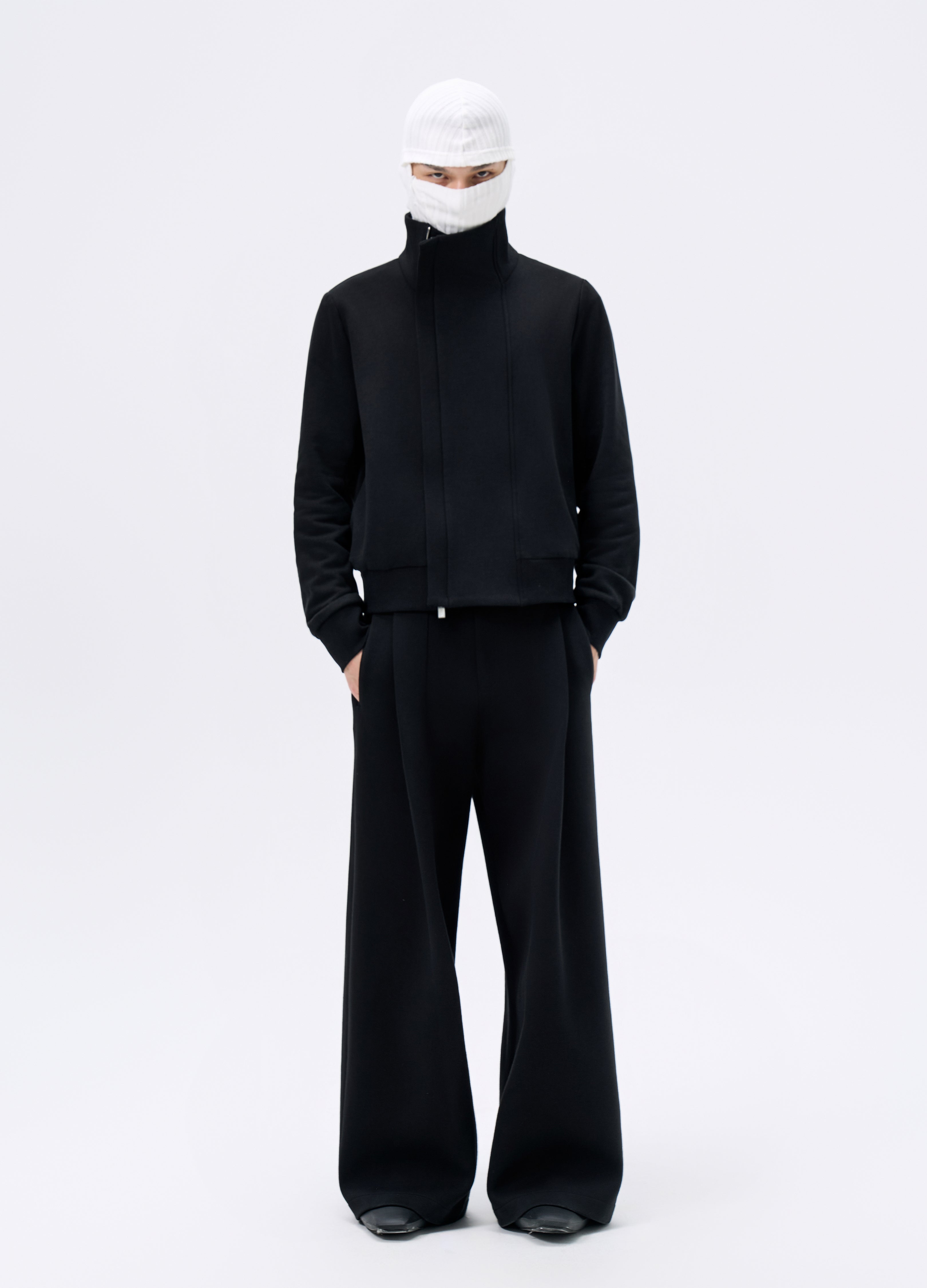 25FW BLACK ZIP CROPPED JACKET