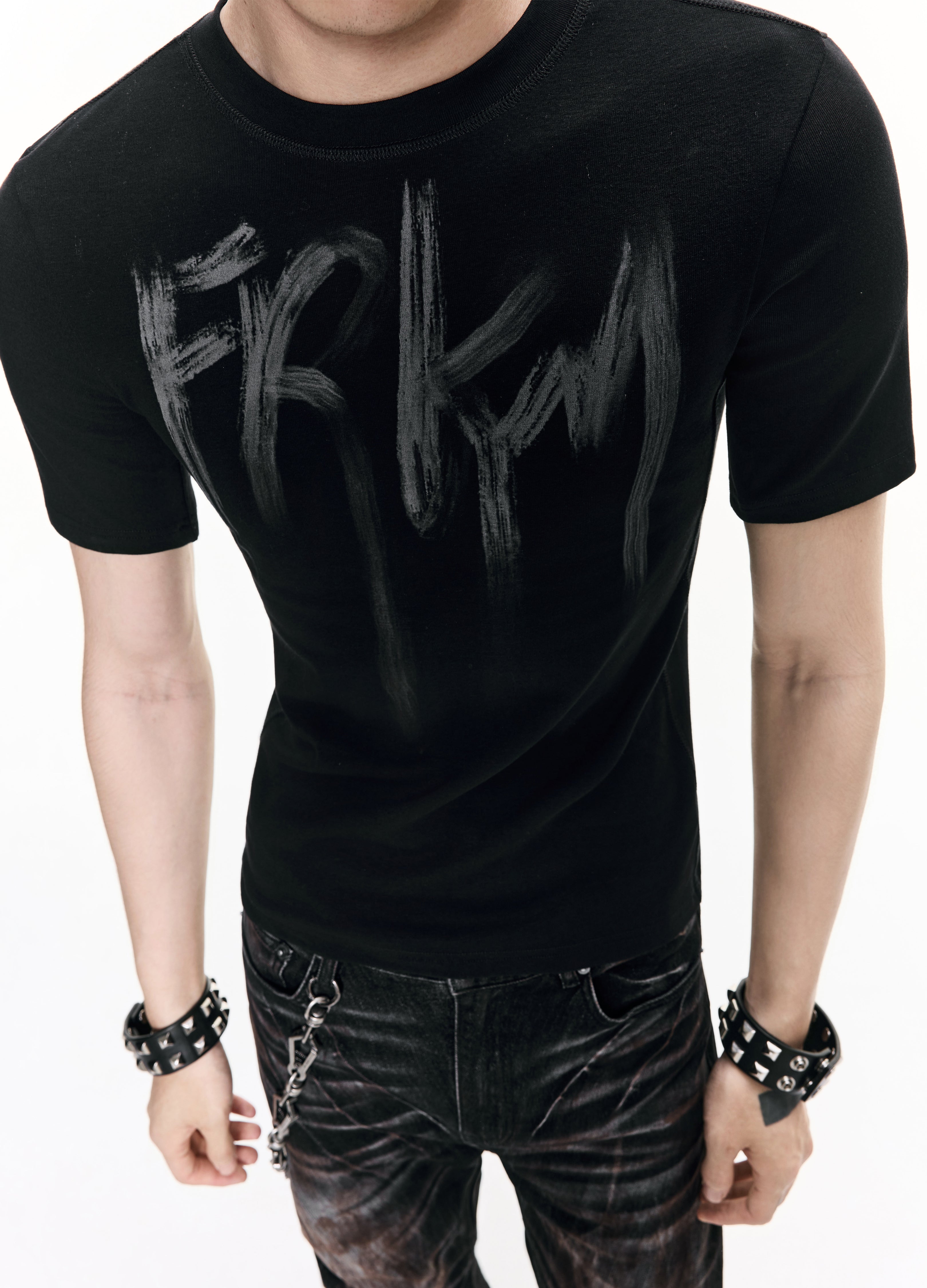 26SS WASHED GRAFFITI CROP TEE