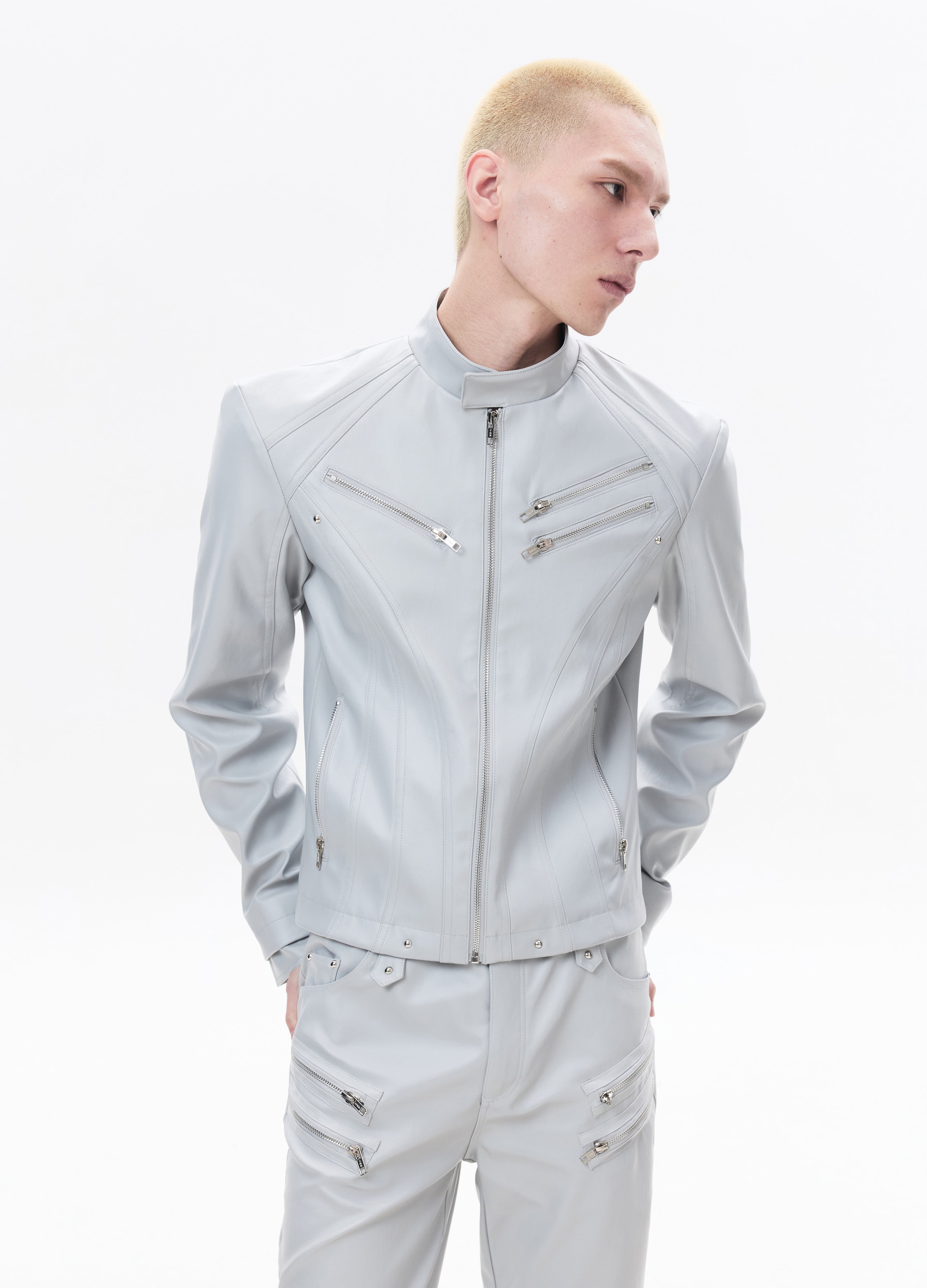 26SS SHARP ZIP LEATHER JACKET