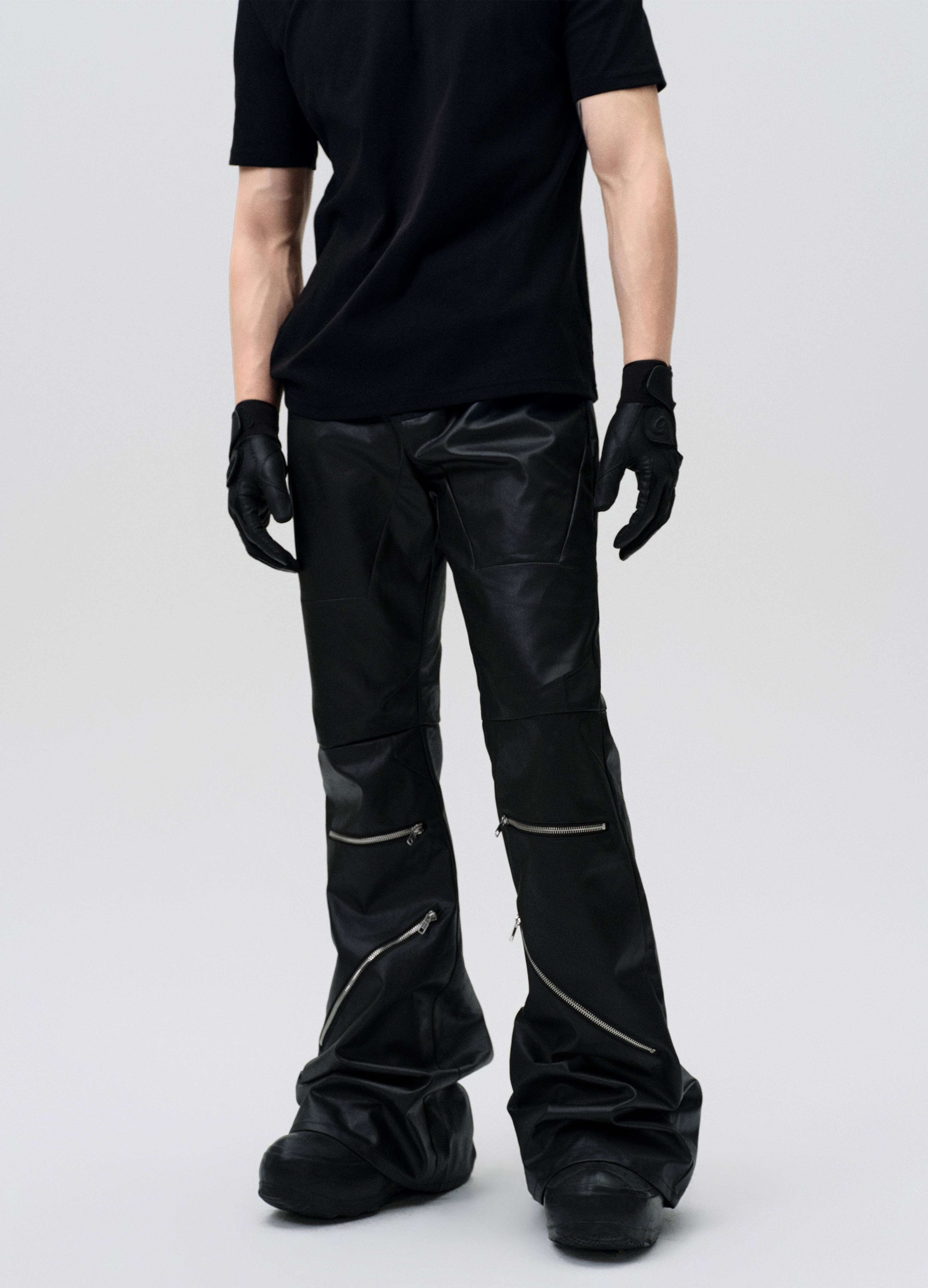 25SS WAXED ZIP DECONSTRUCT PANTS