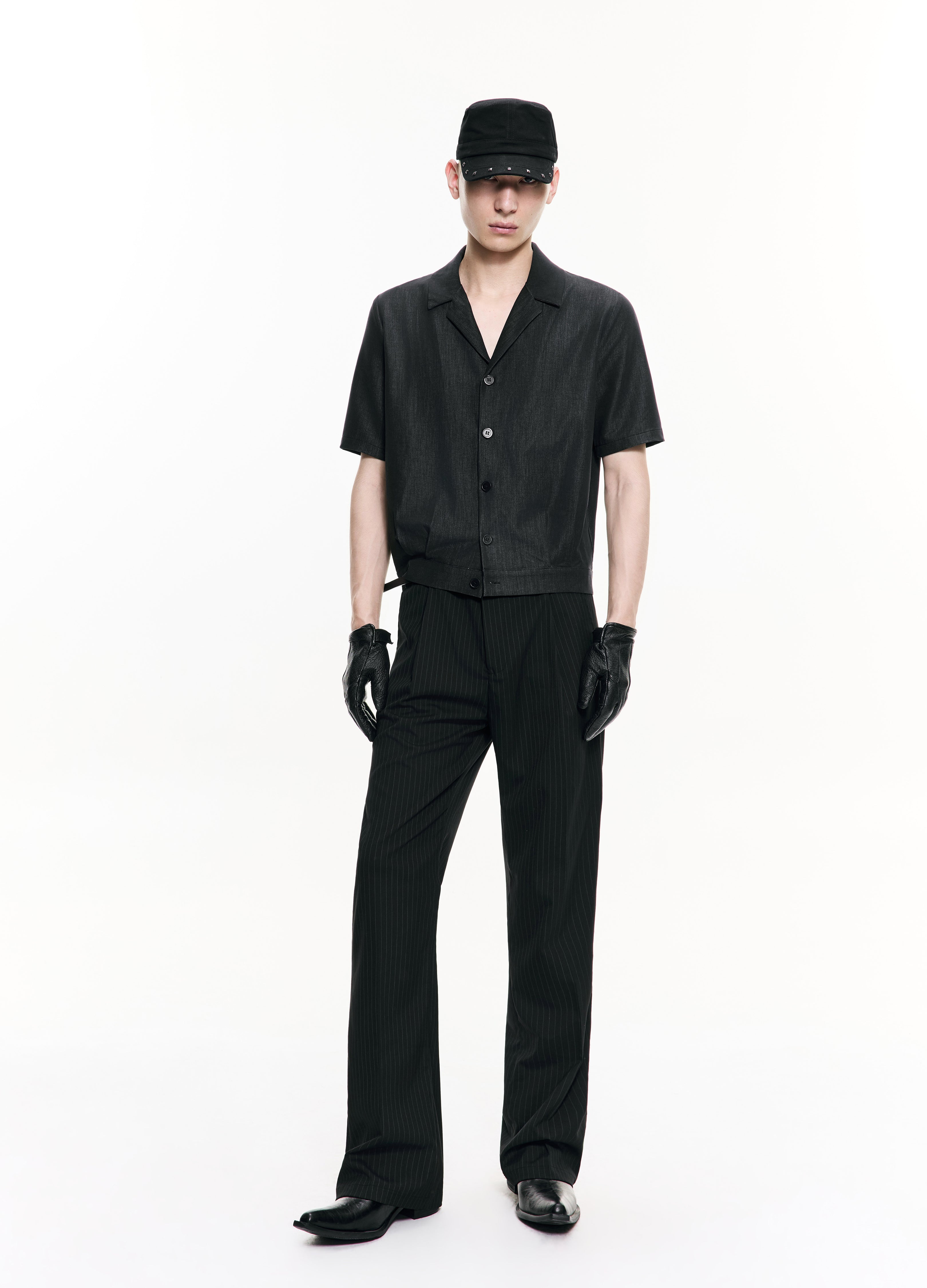 26SS BLACK DRAPE CUBA SHIRT