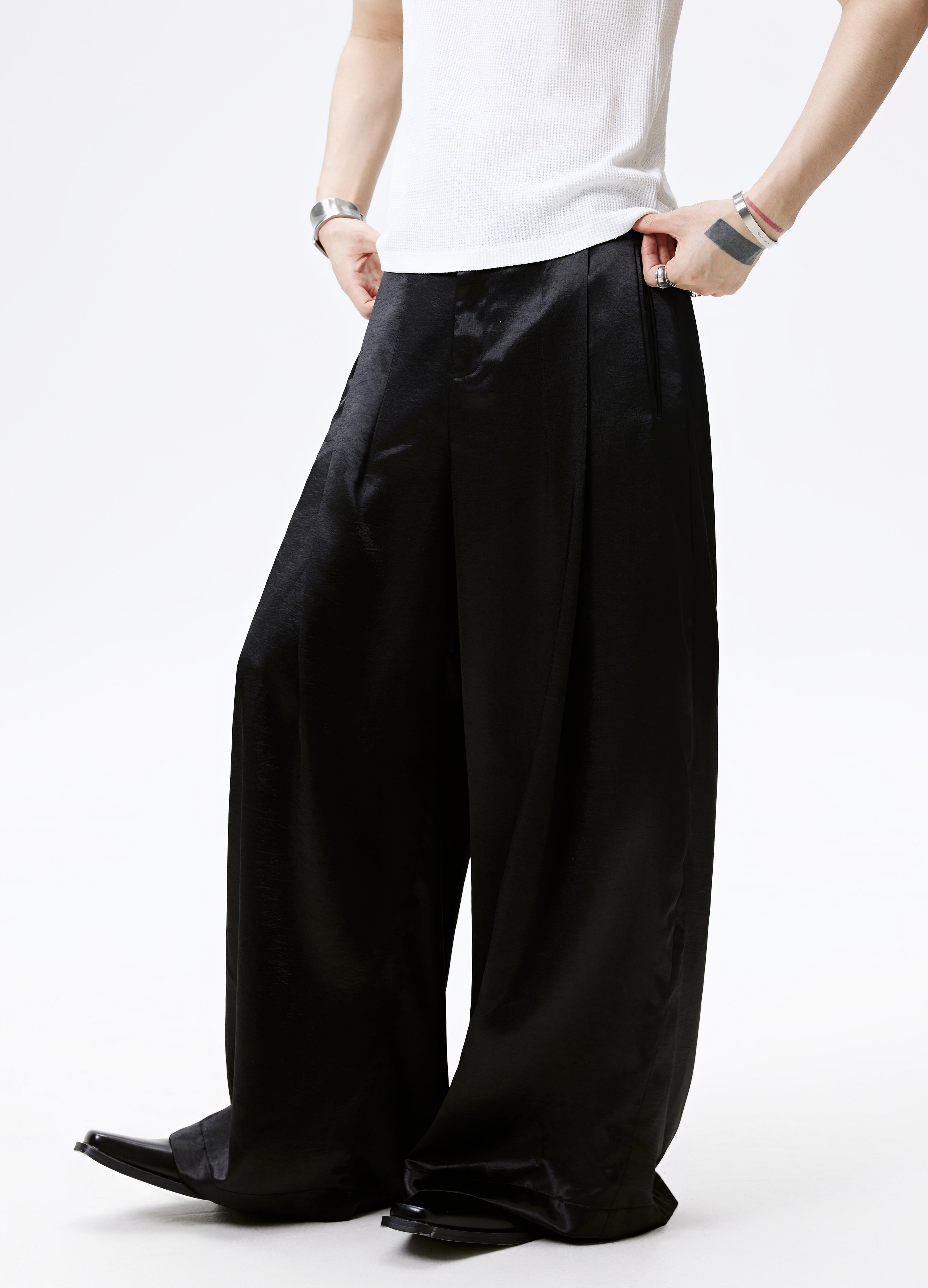 25SS SATIN FLOW WIDE PANTS