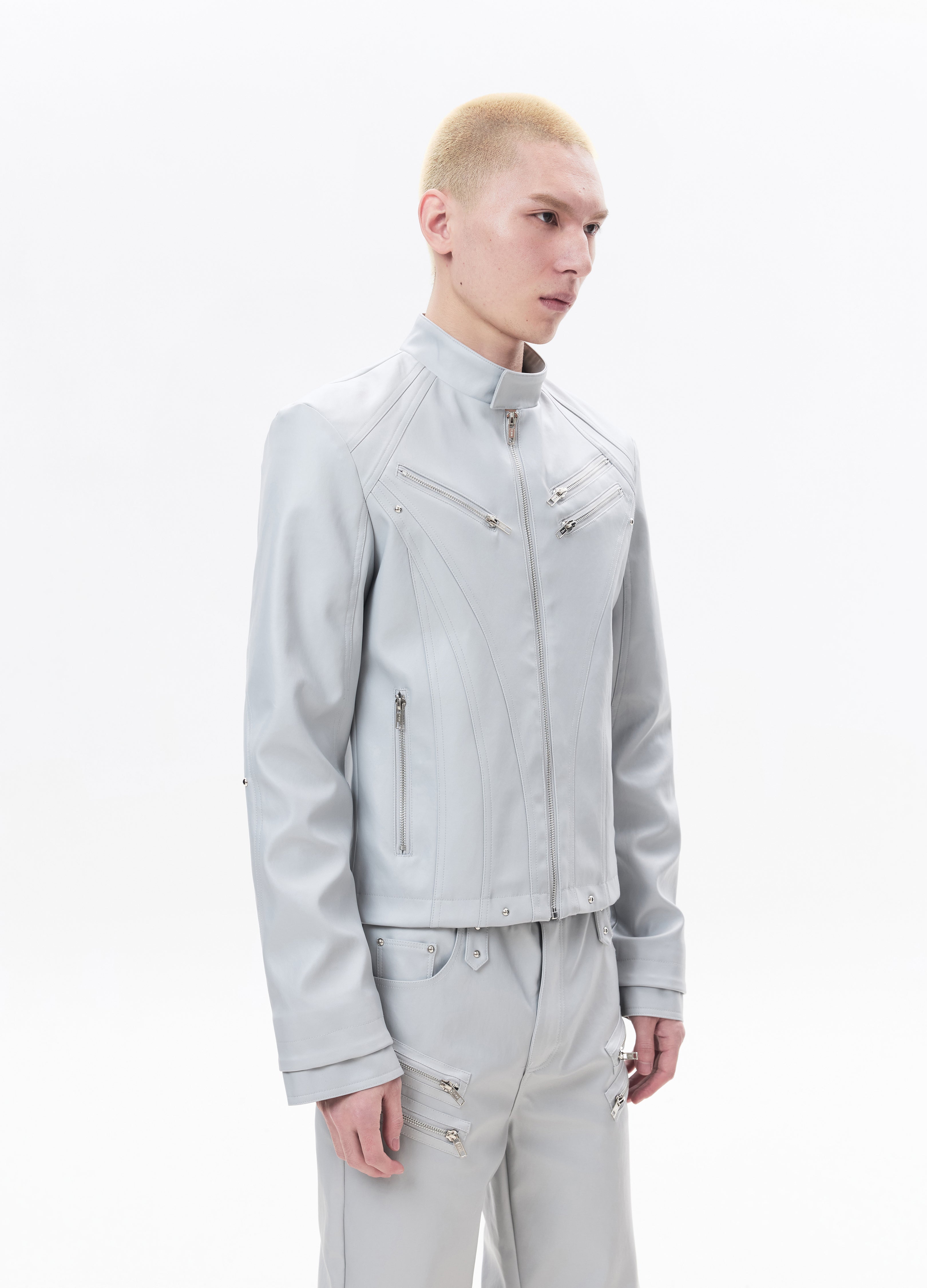 26SS SHARP ZIP LEATHER JACKET
