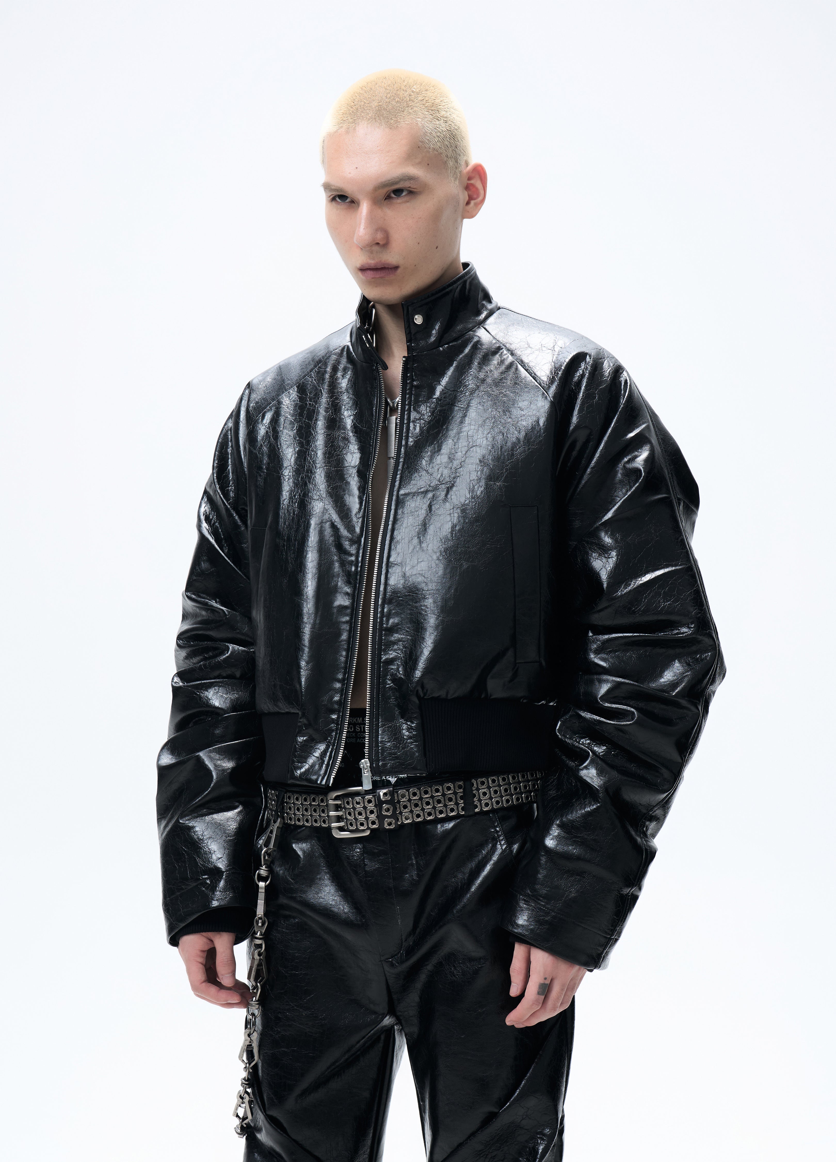25FW PLEATED LEATHER PUFFER JACKET