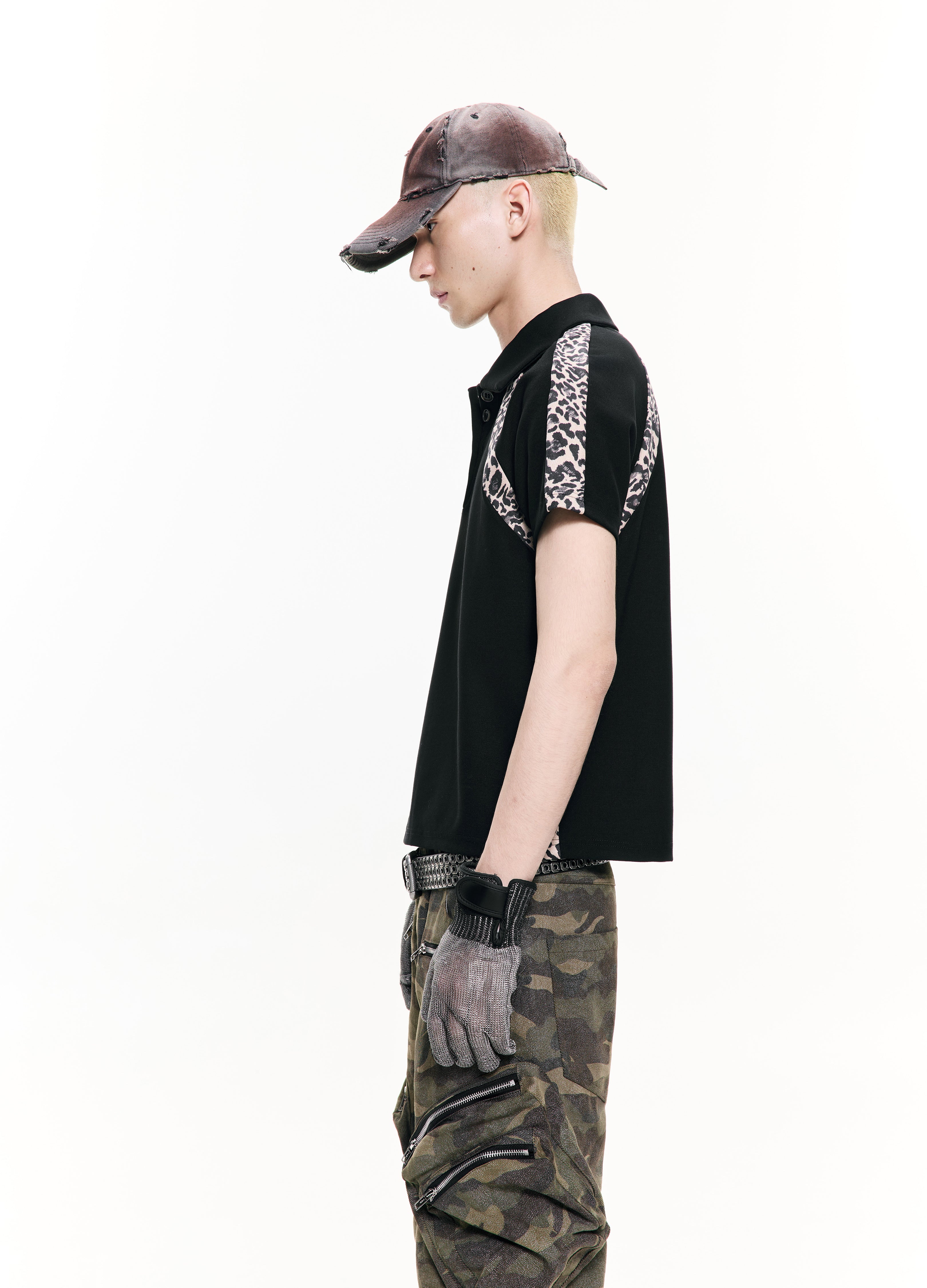26SS LEOPARD RAGLAN POLO TEE