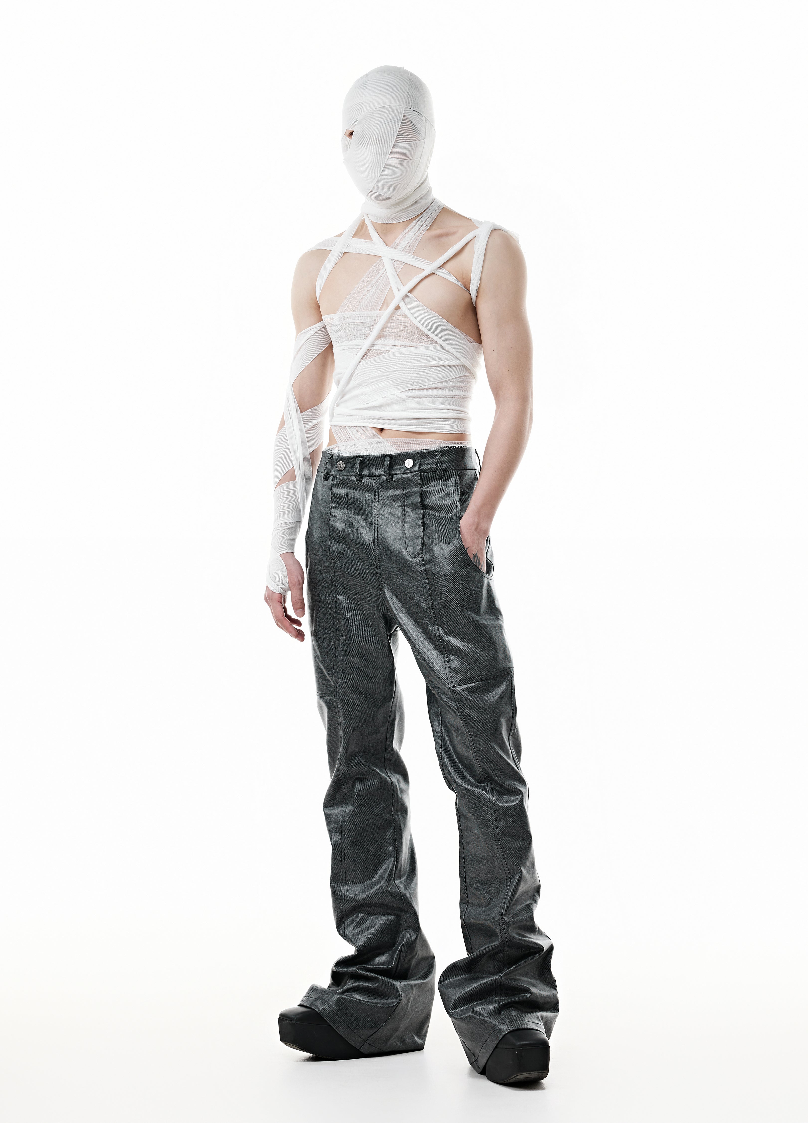 WAXED DRAPE DIVIDED PANTS