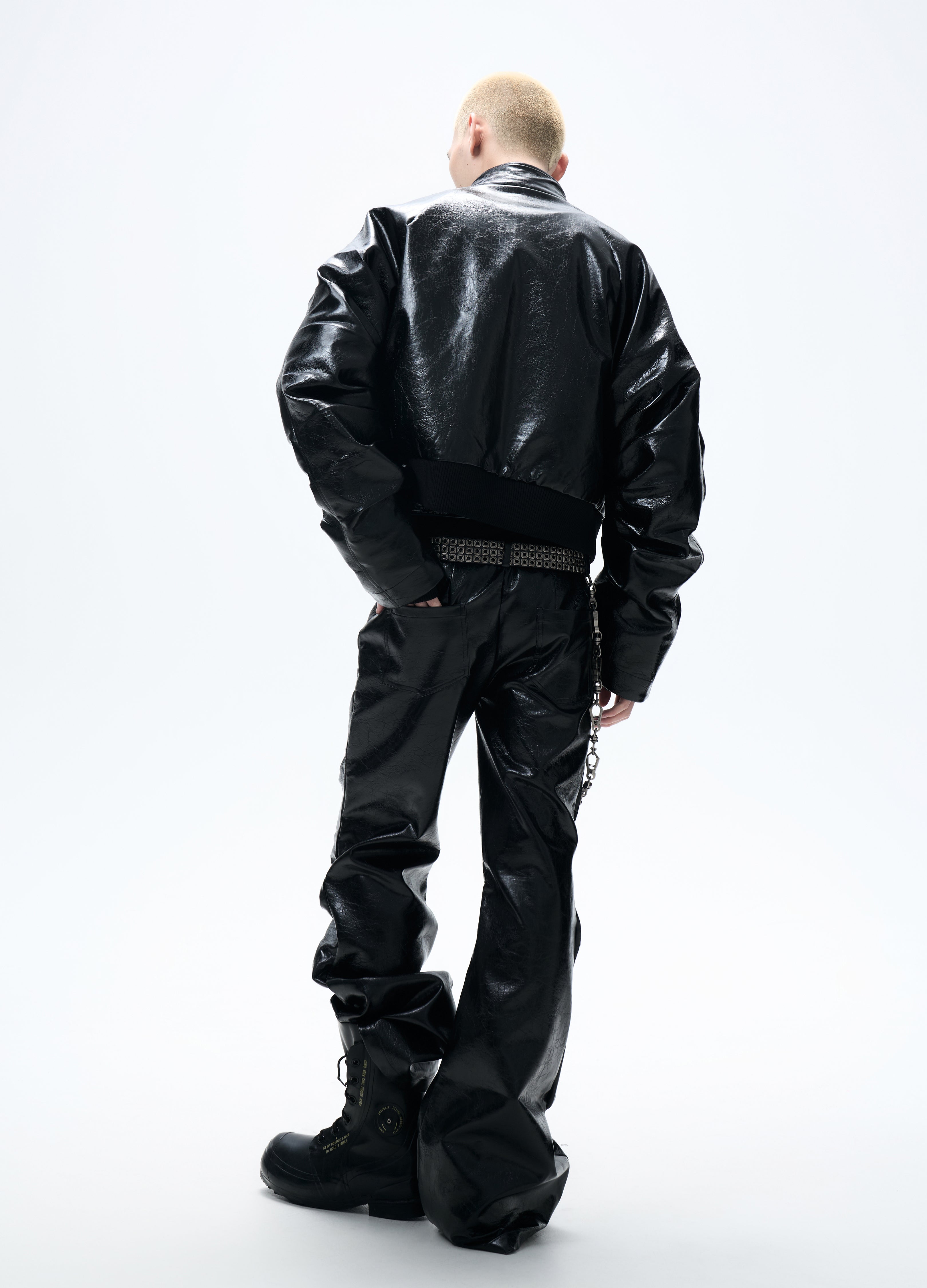 25FW PLEATED LEATHER PUFFER JACKET