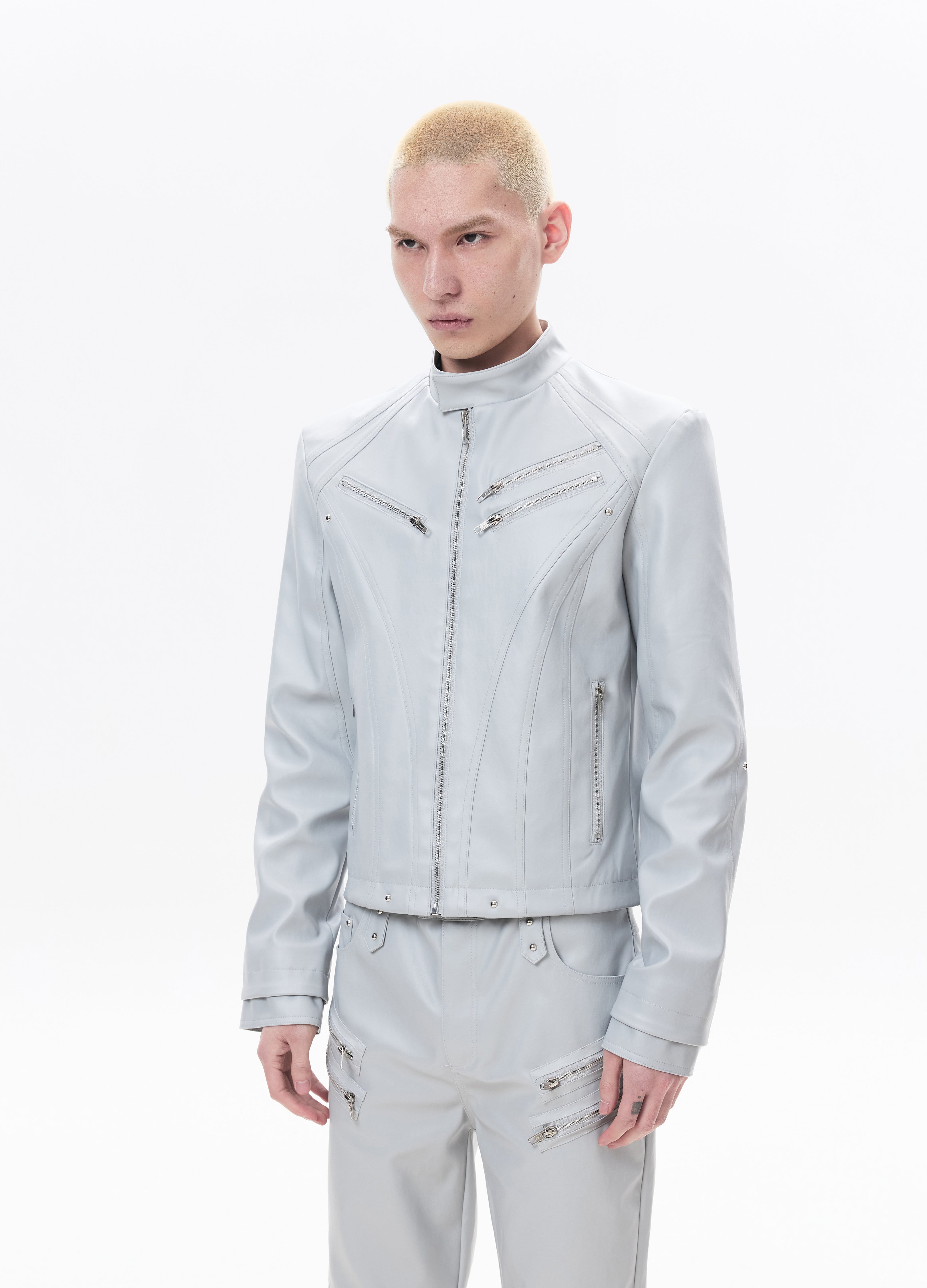 26SS SHARP ZIP LEATHER JACKET