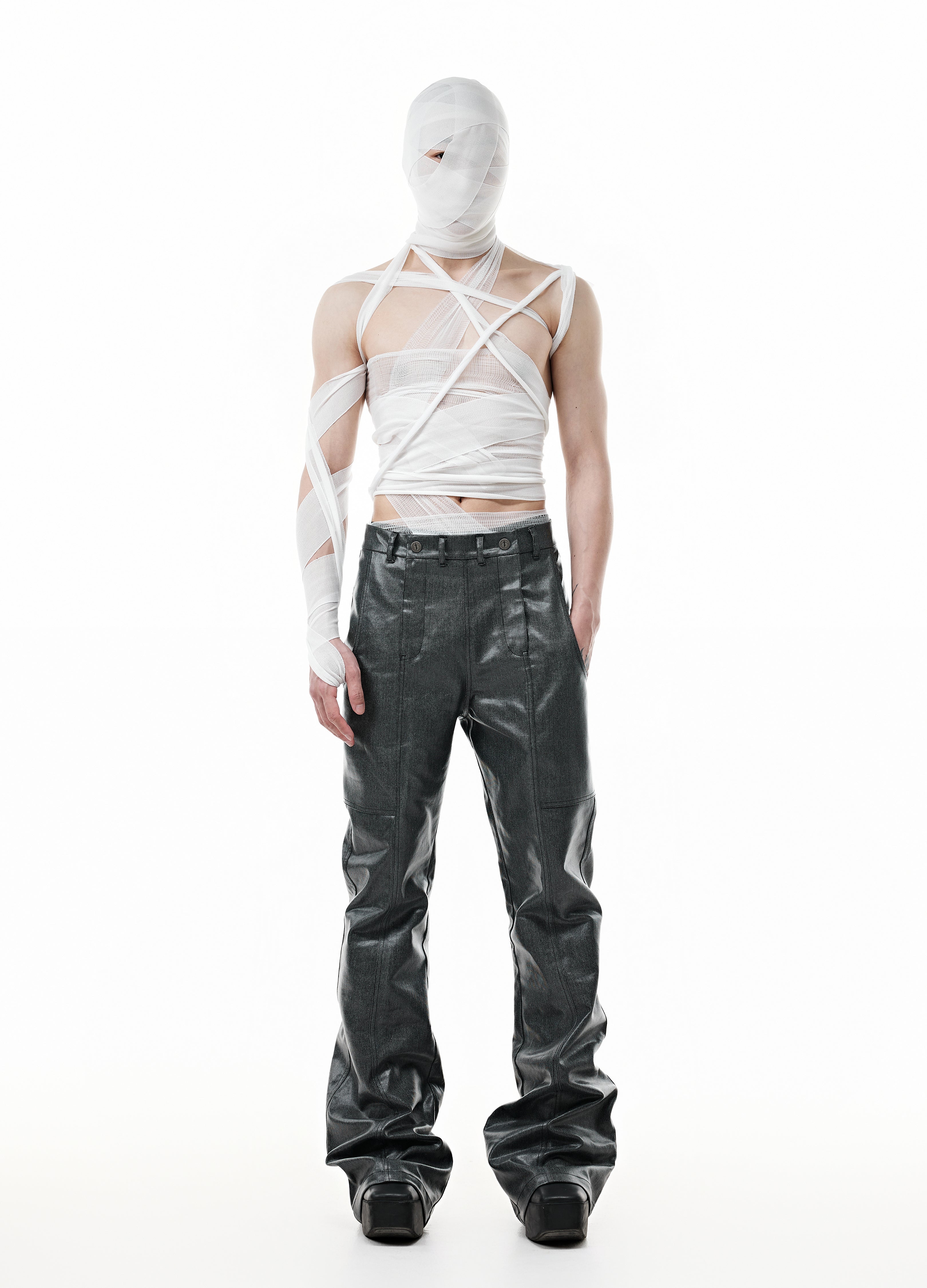 WAXED DRAPE DIVIDED PANTS