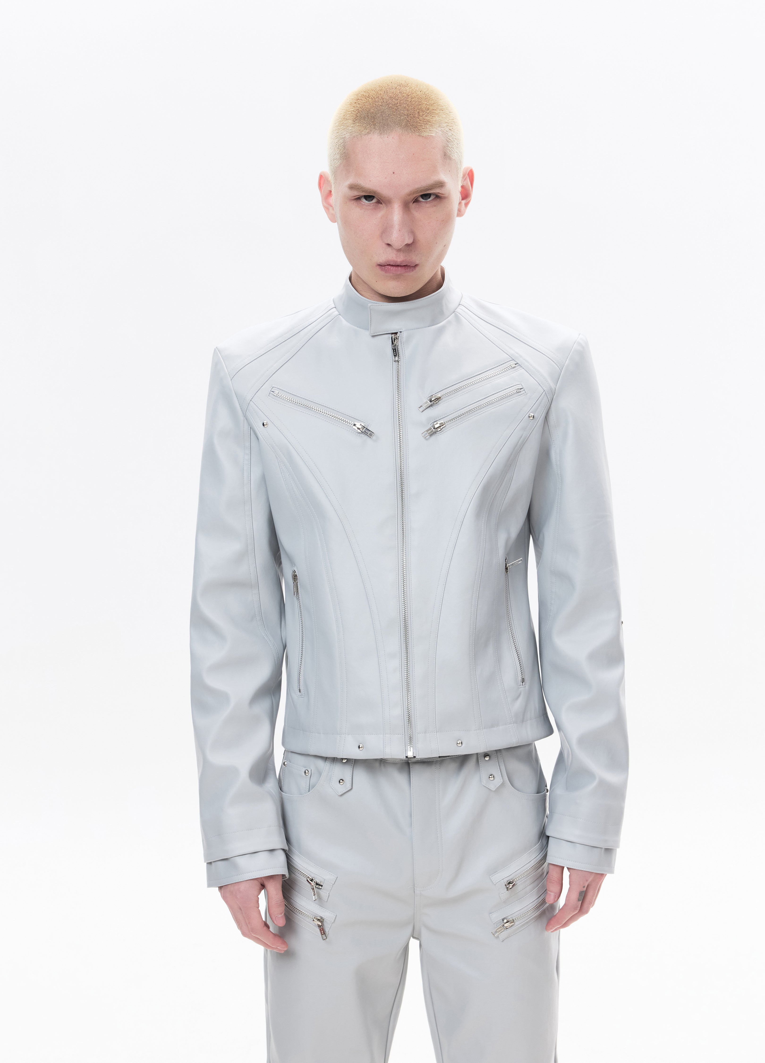 26SS SHARP ZIP LEATHER JACKET
