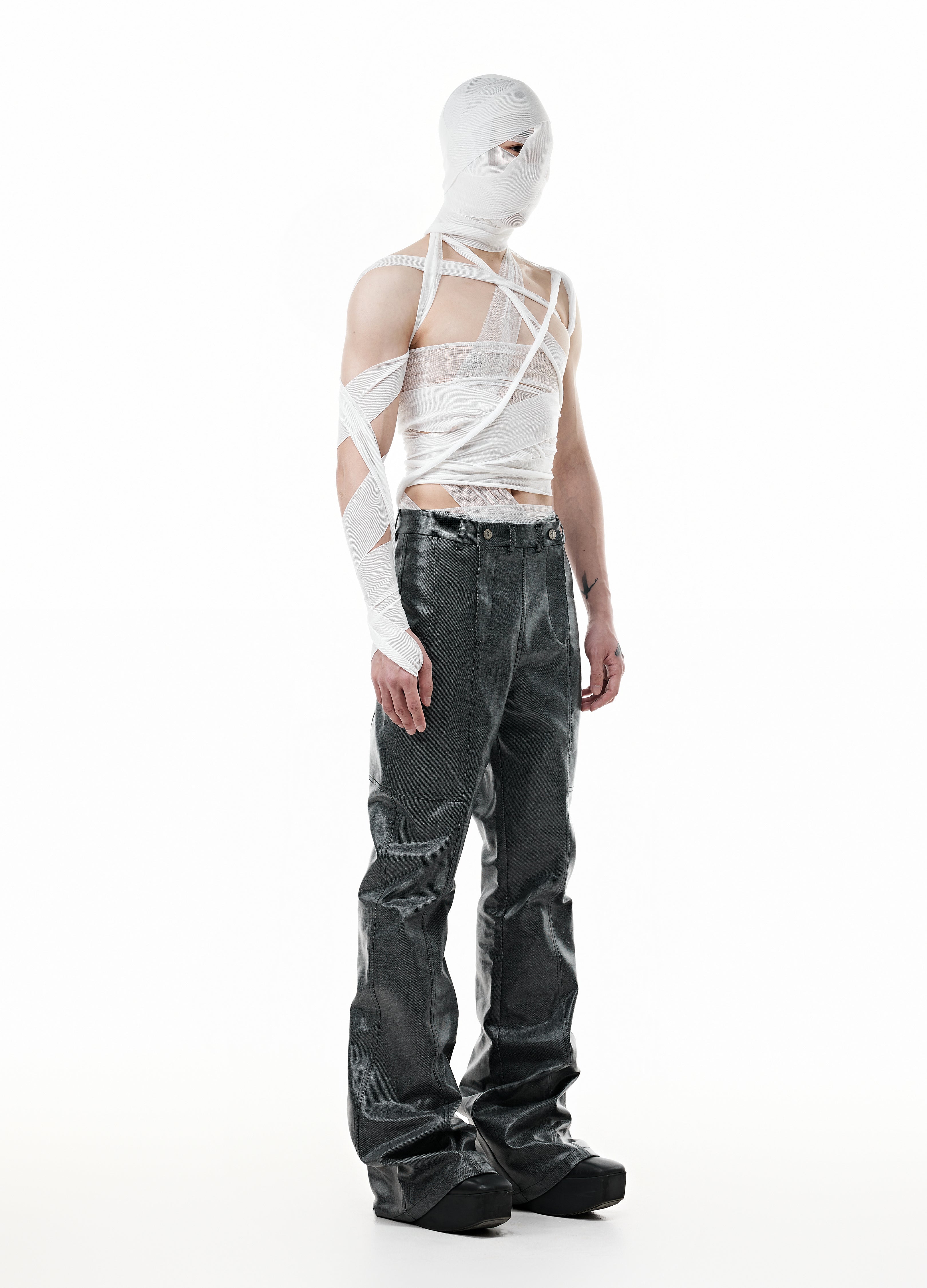 WAXED DRAPE DIVIDED PANTS