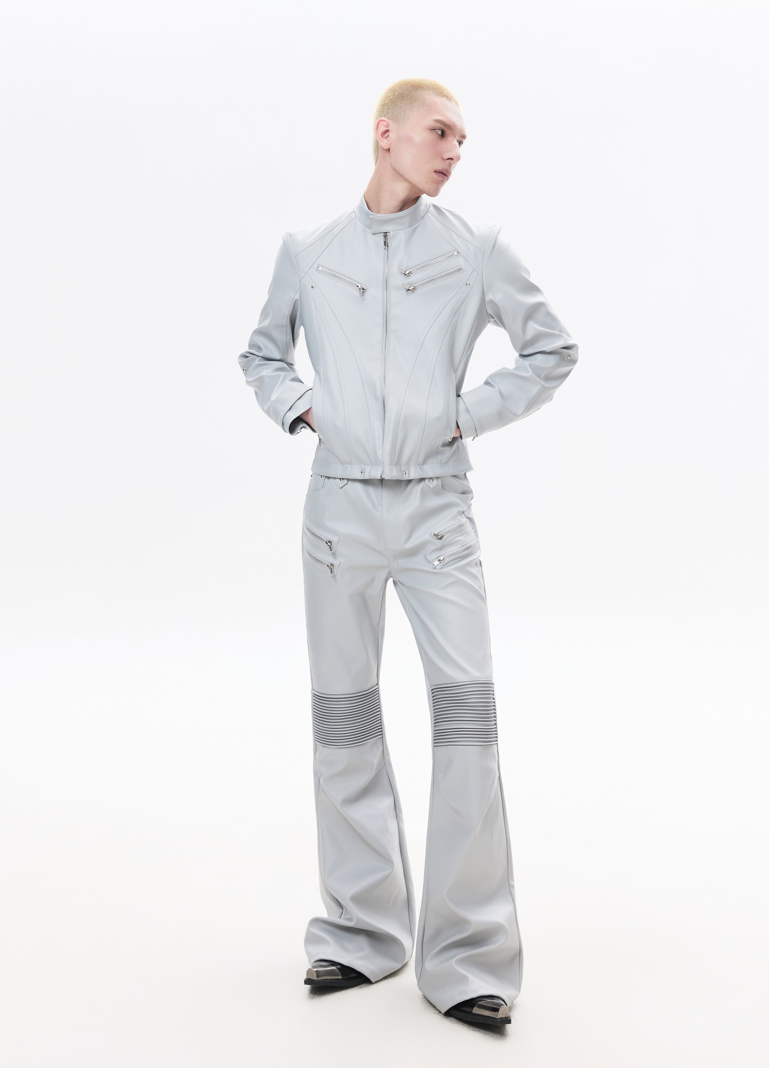 26SS SHARP ZIP LEATHER JACKET