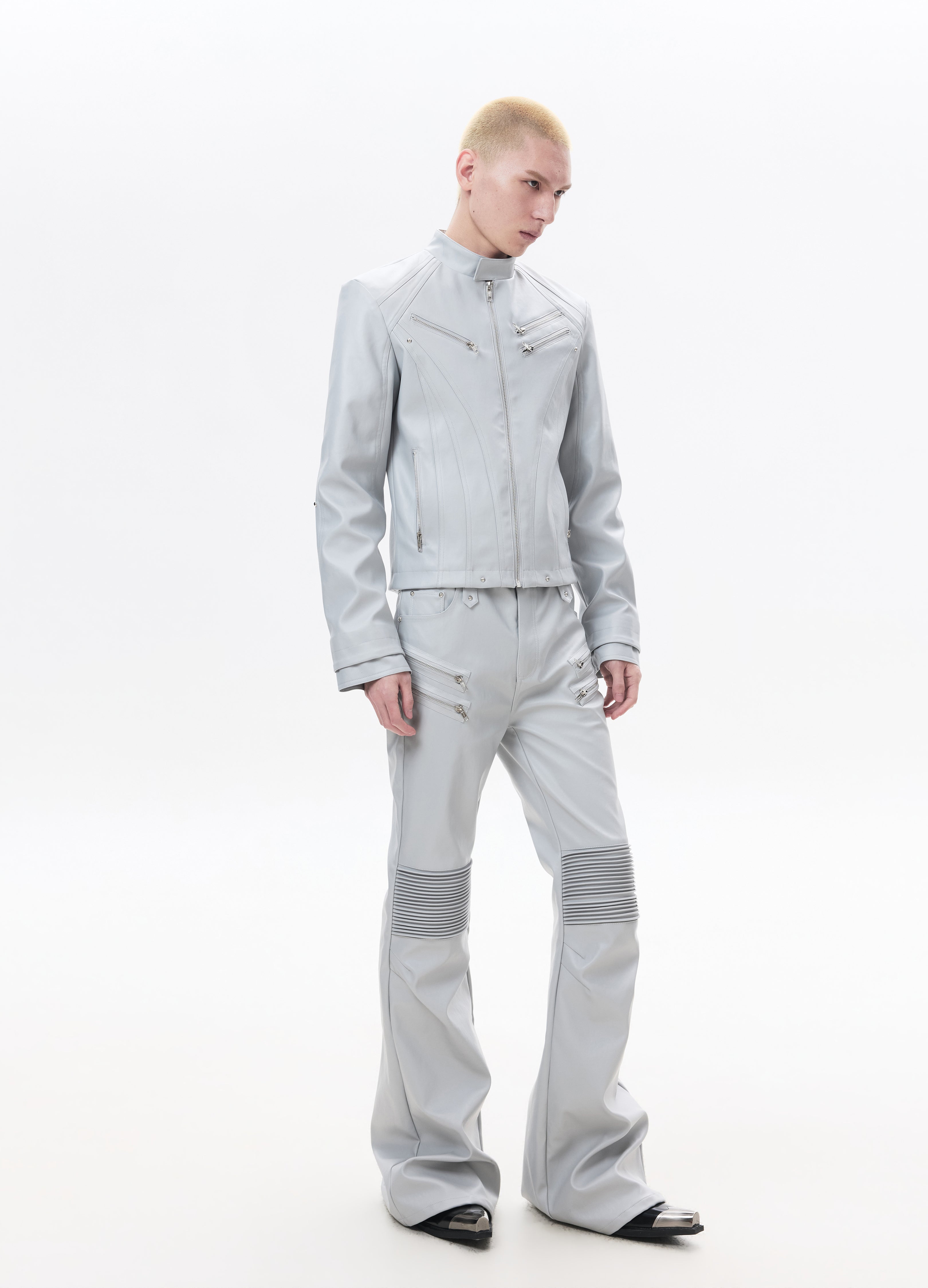 26SS SHARP ZIP LEATHER JACKET