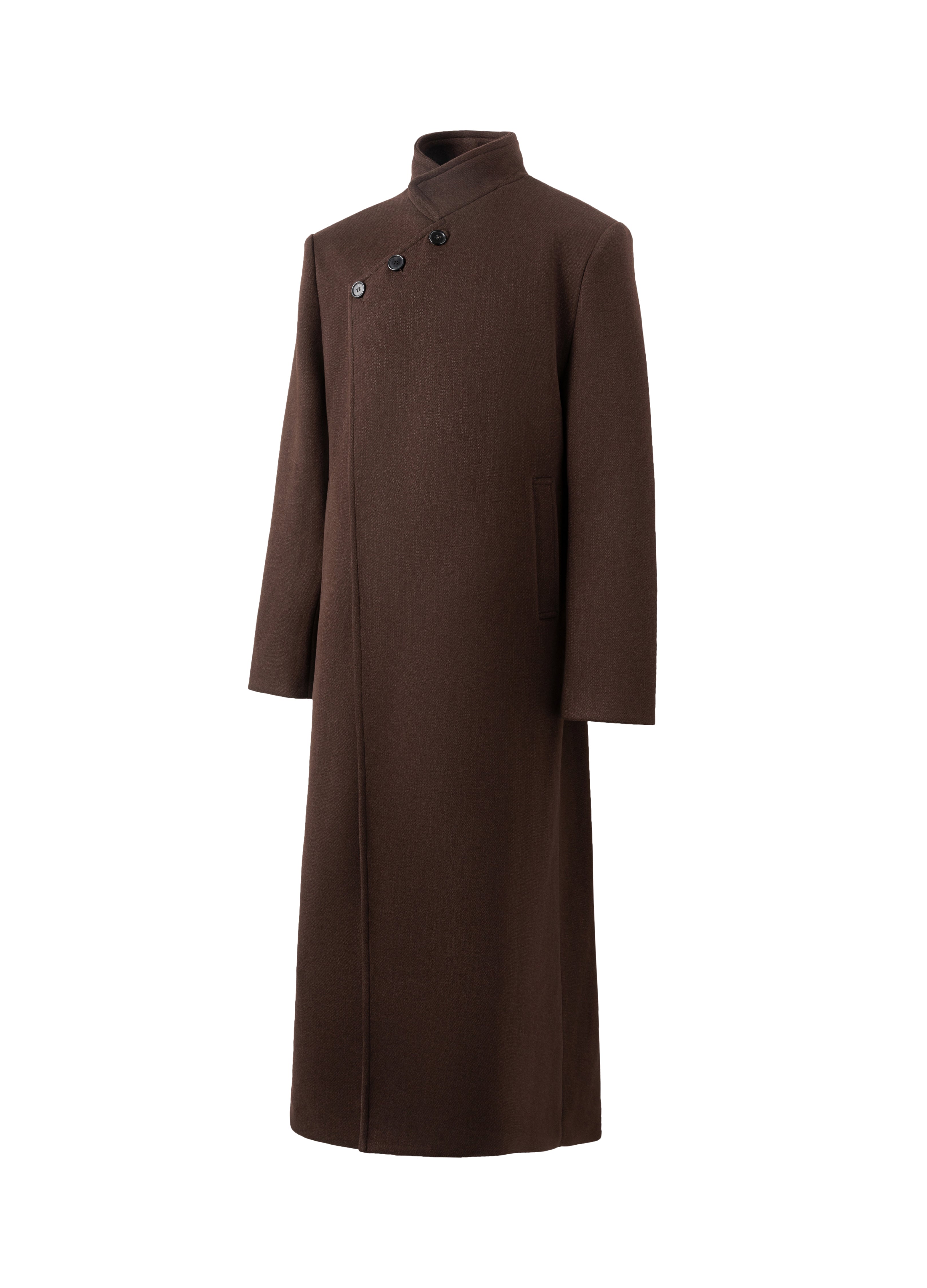 25FW CHESTNUT ASYMMETRIC WOOL COAT