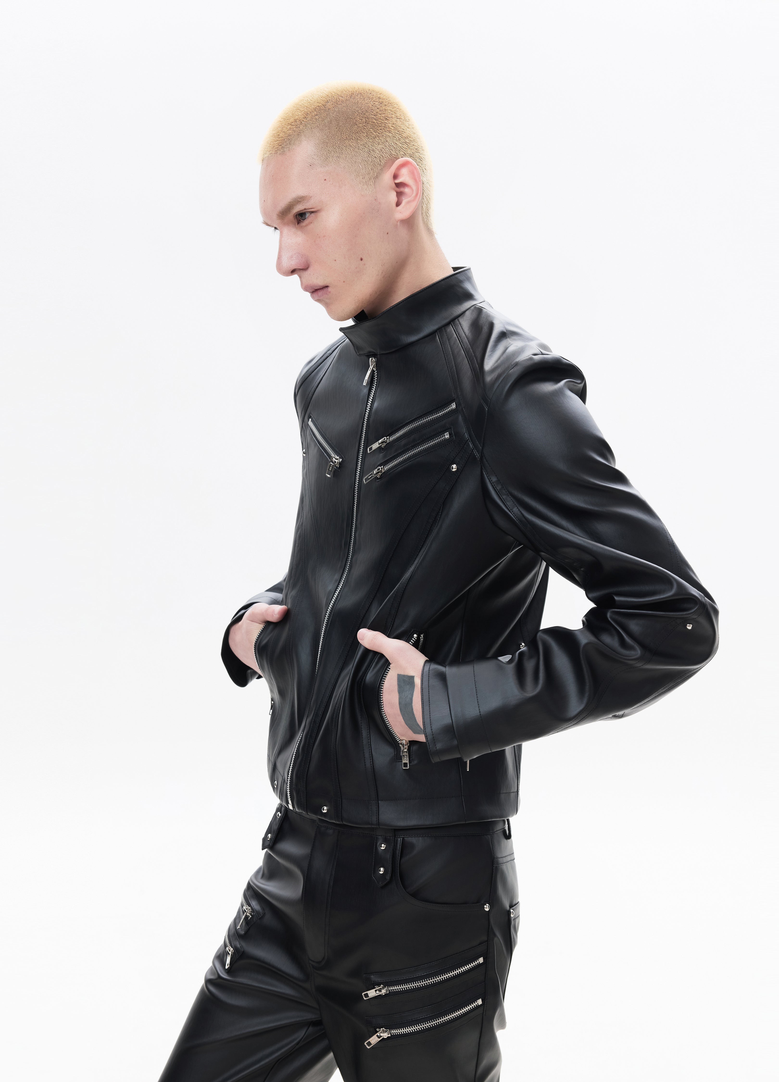 26SS DECONSTRUCT ZIP BIKER JACKET