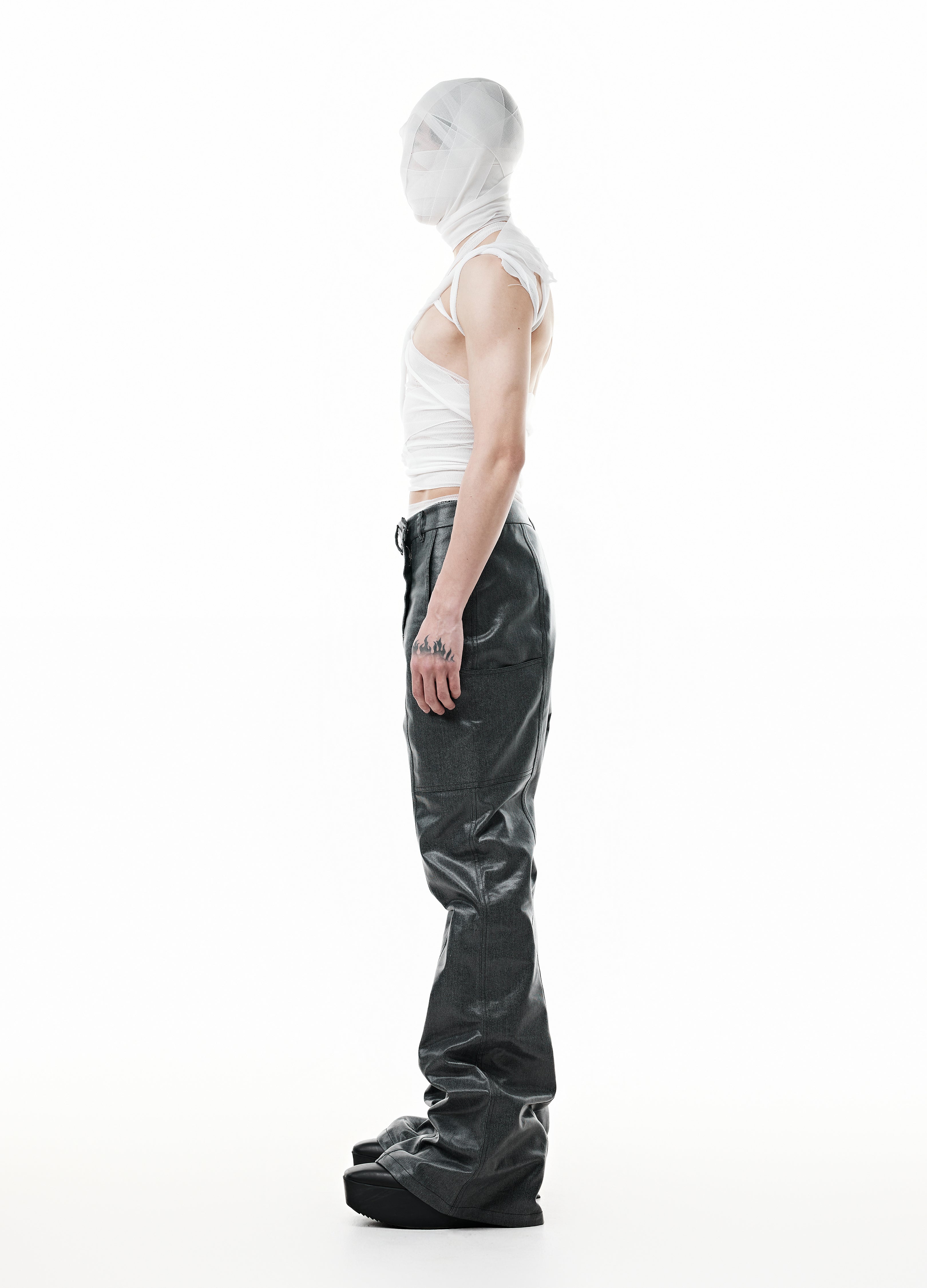 WAXED DRAPE DIVIDED PANTS