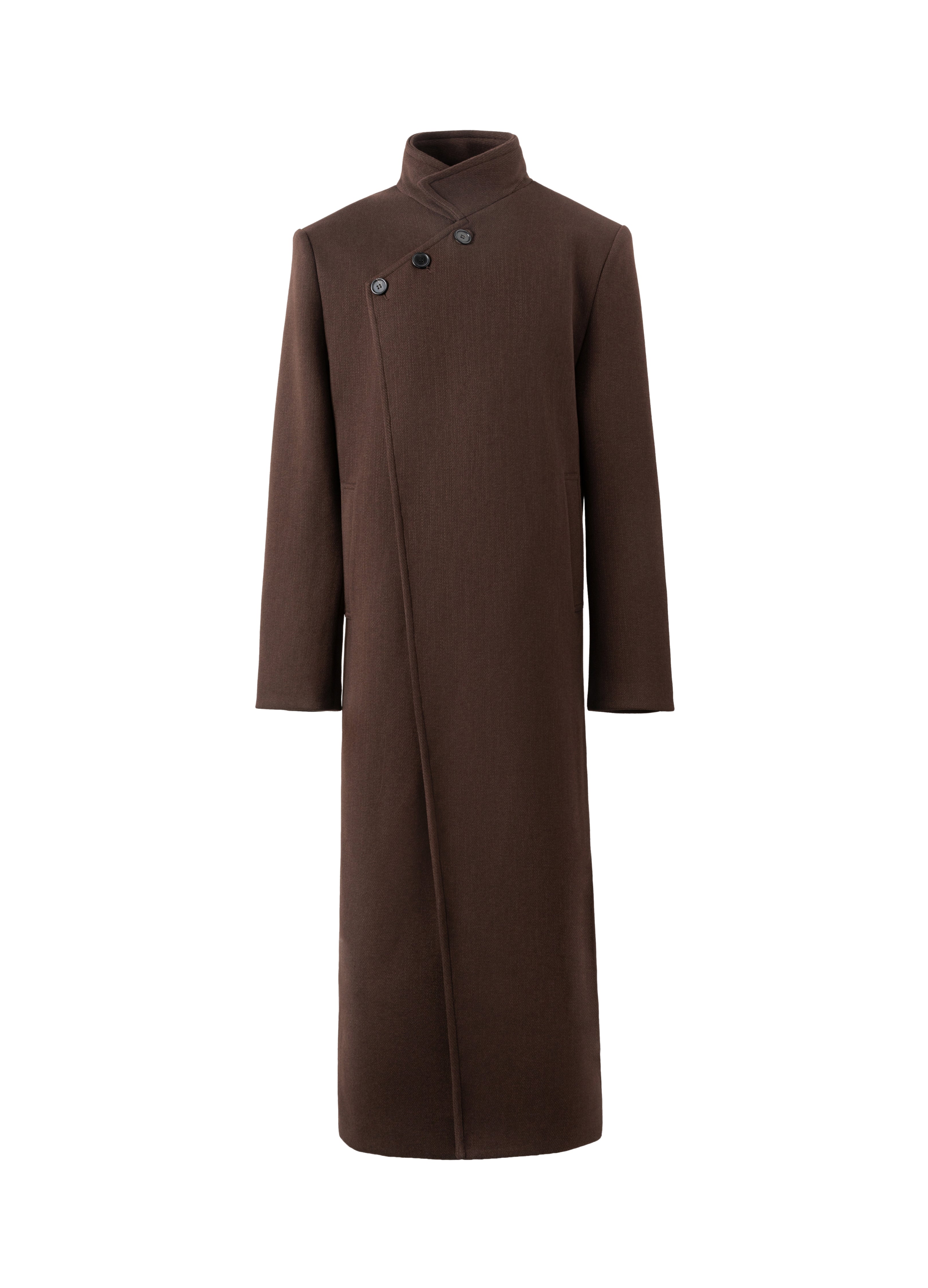 25FW CHESTNUT ASYMMETRIC WOOL COAT