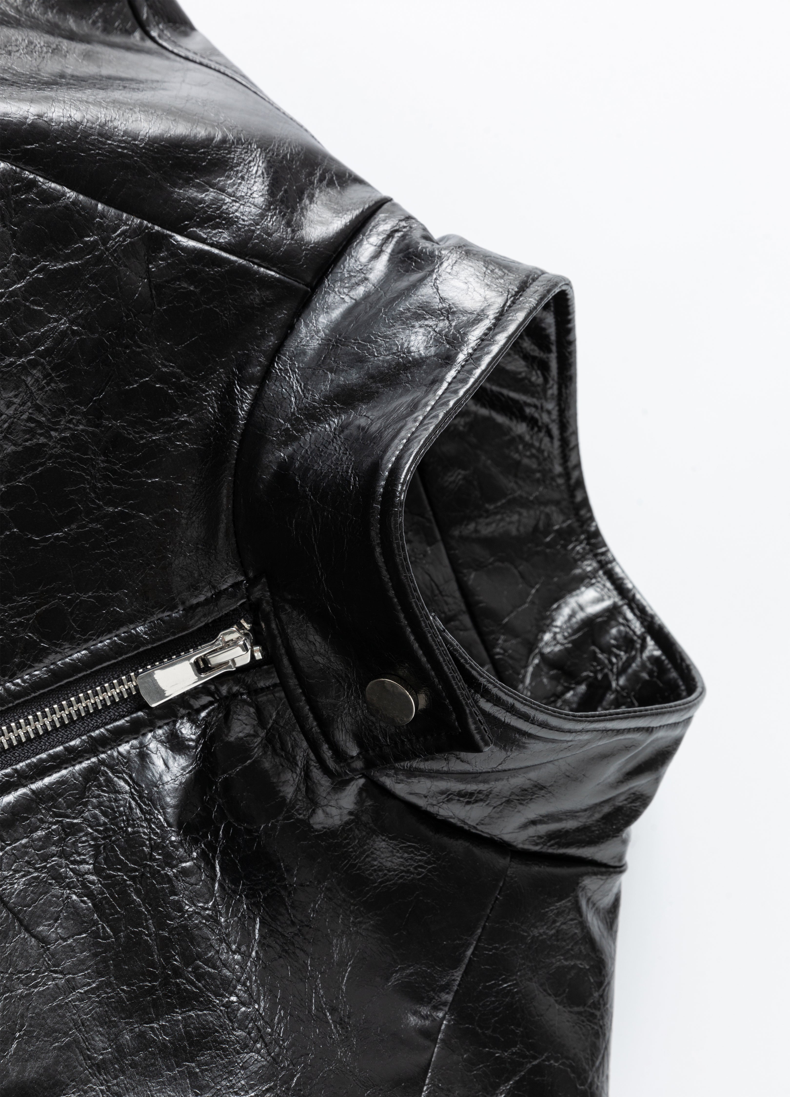 25FW PLEATED LEATHER PUFFER JACKET