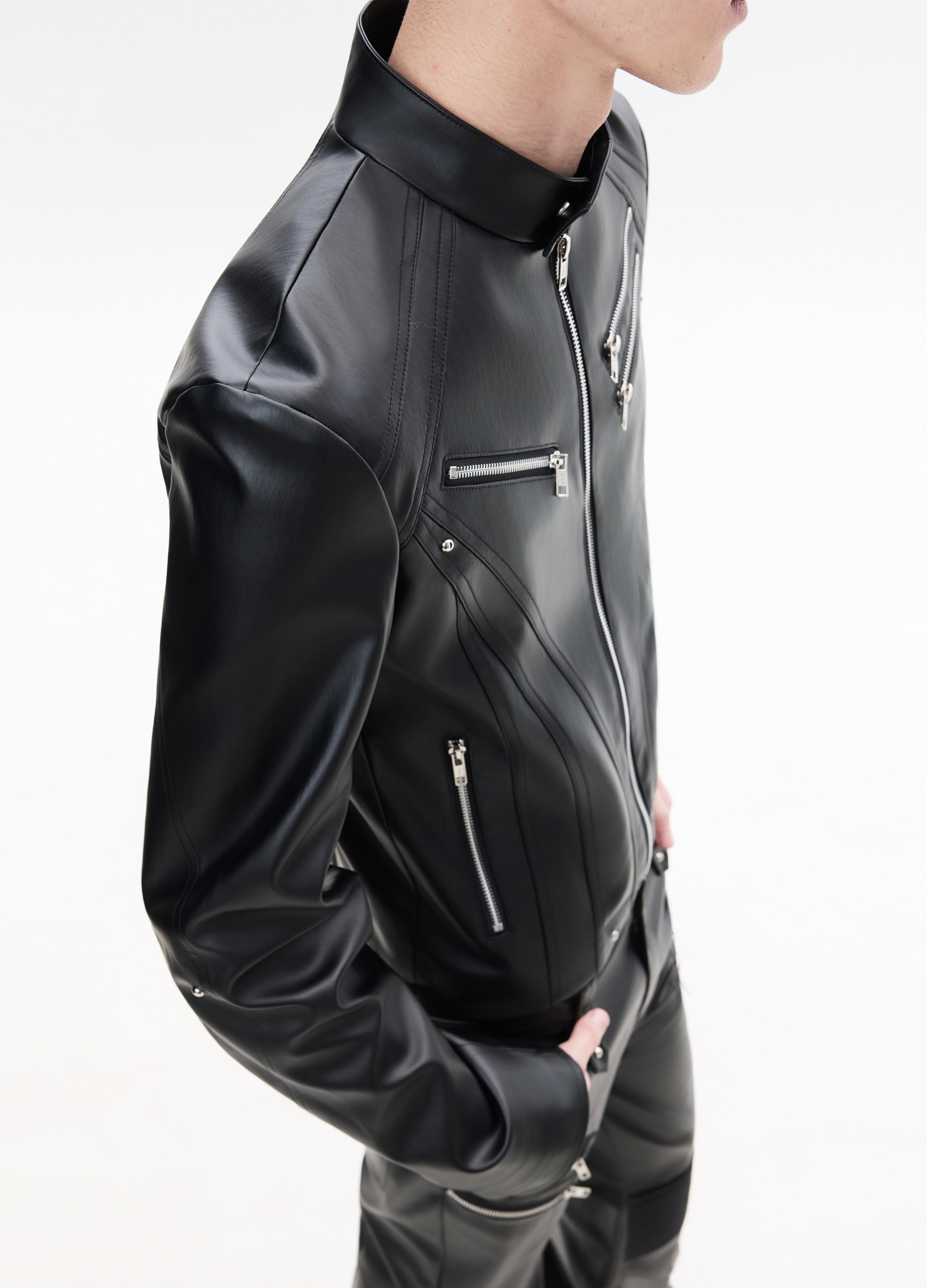 26SS DECONSTRUCT ZIP BIKER JACKET