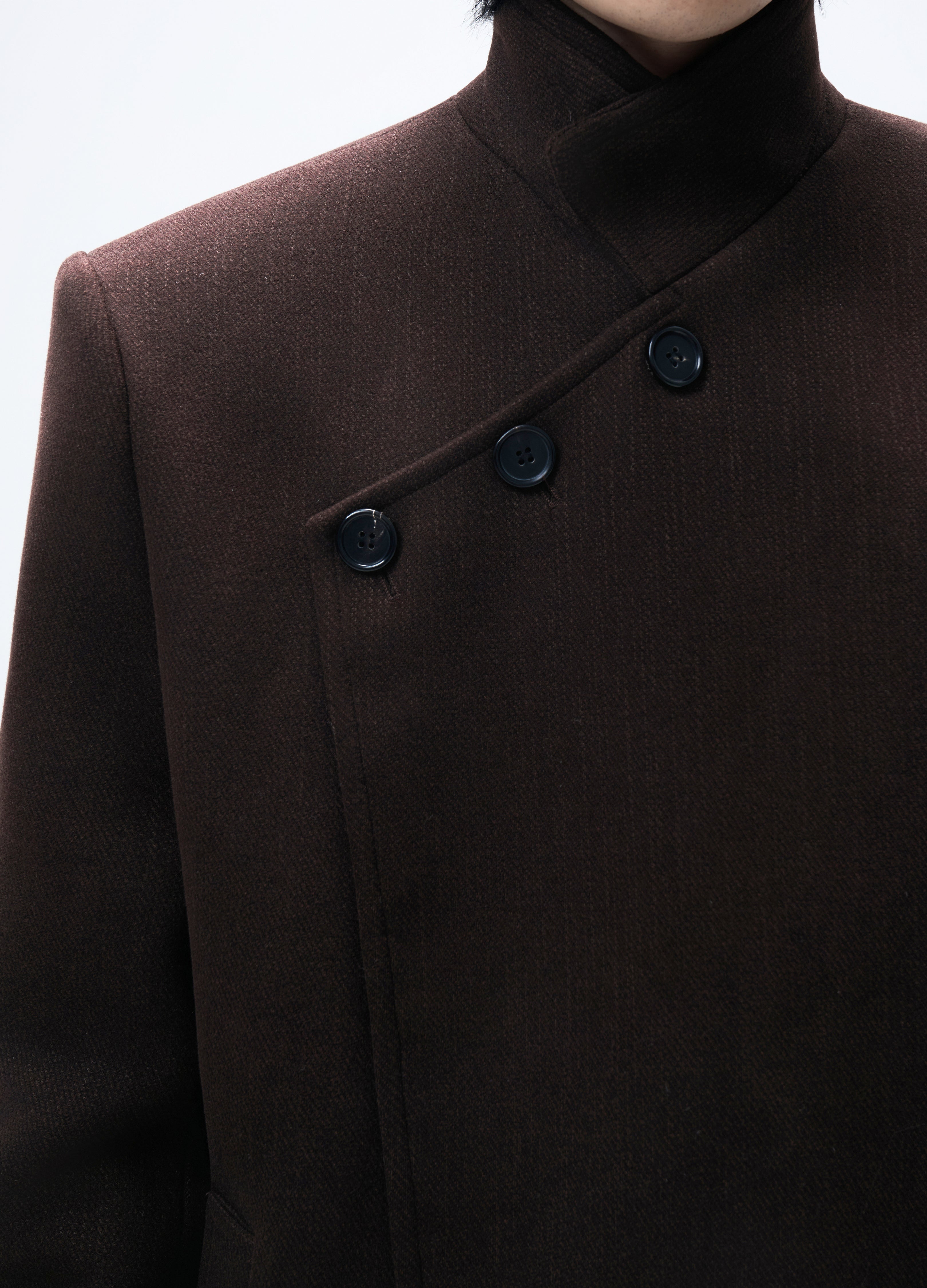 25FW CHESTNUT ASYMMETRIC WOOL COAT
