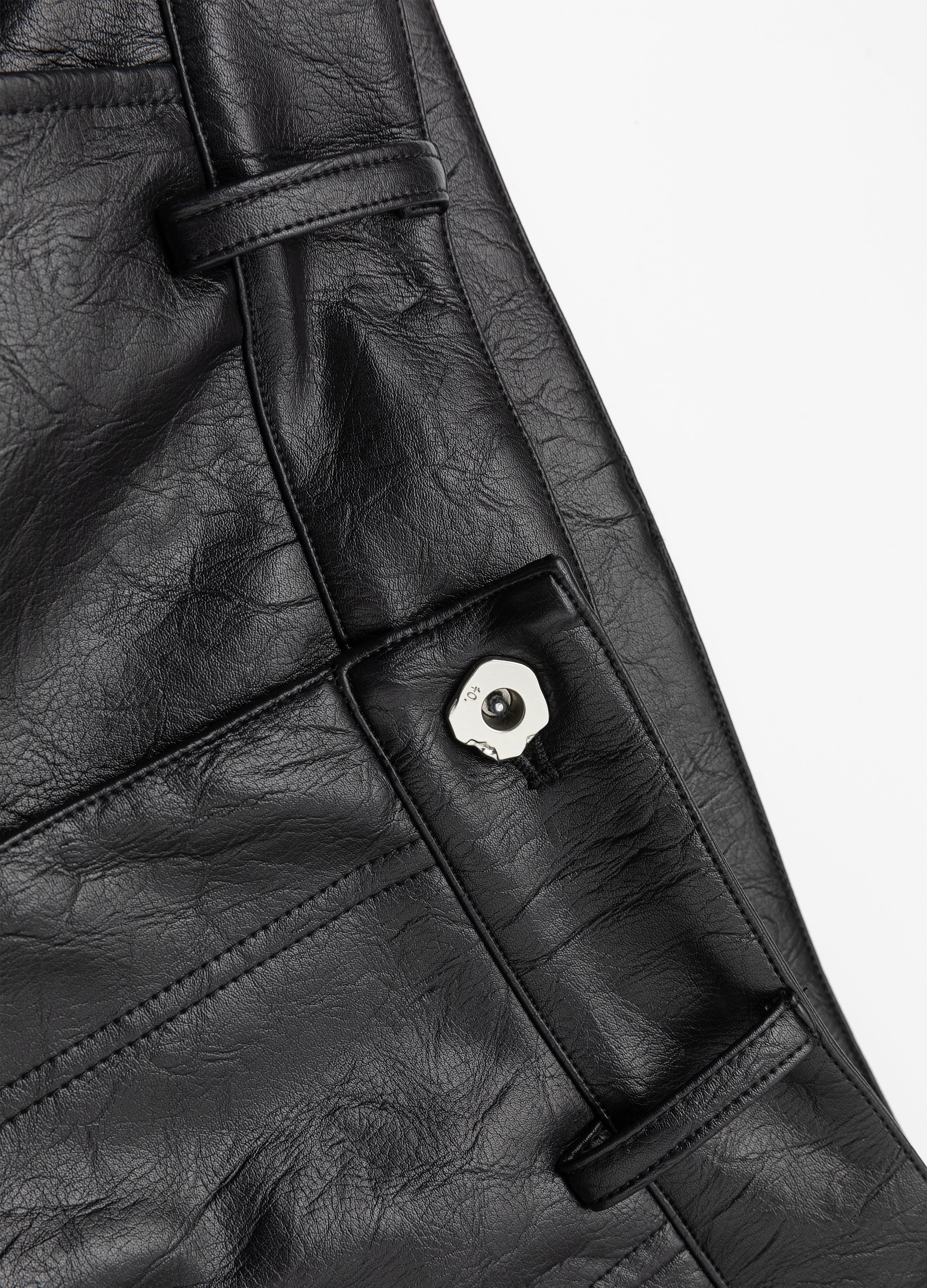 26SS BULLET FLARE LEATHER PANTS
