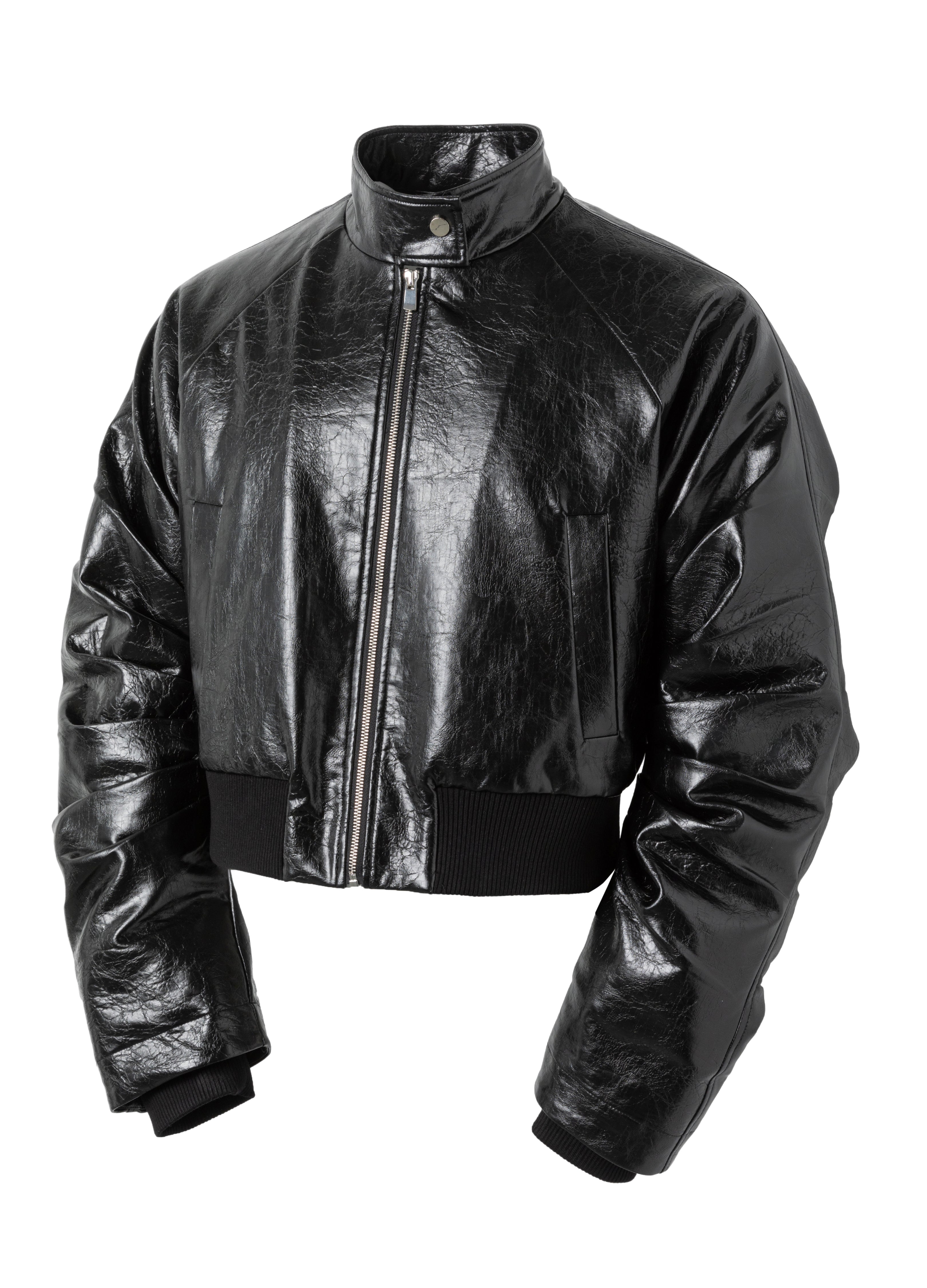 25FW PLEATED LEATHER PUFFER JACKET