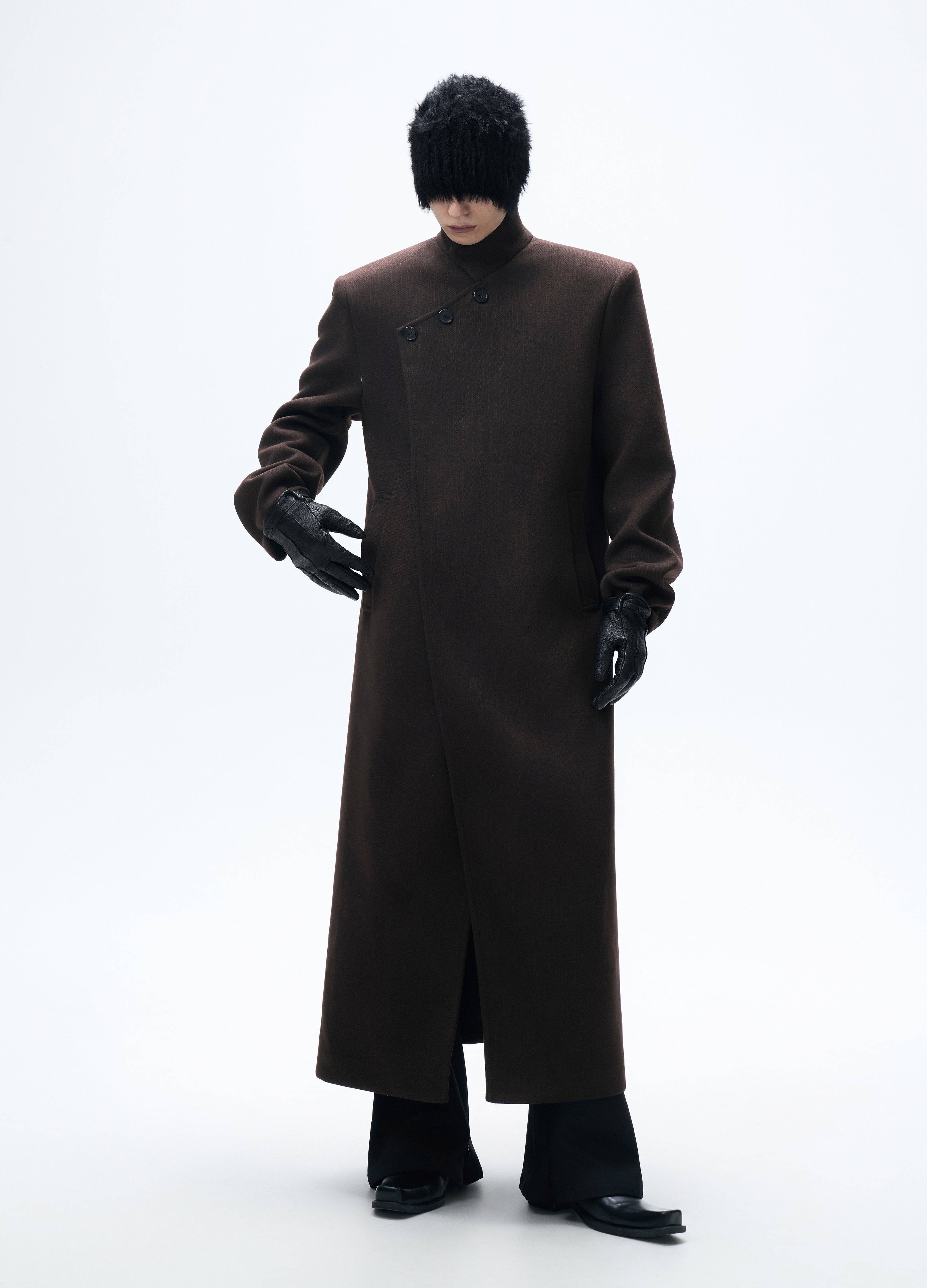 25FW CHESTNUT ASYMMETRIC WOOL COAT