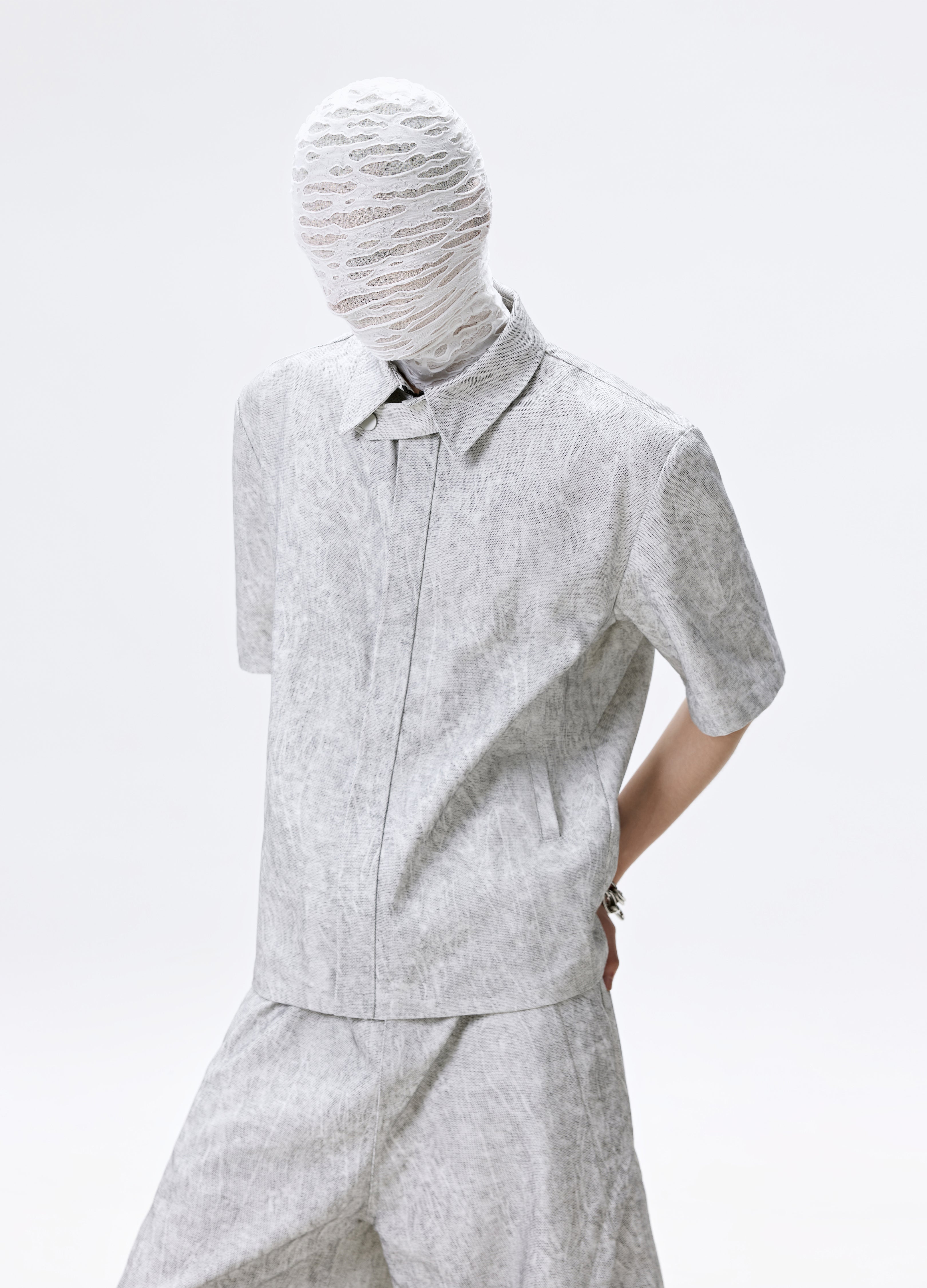 25SS GREY VEIN ZIP SHIRT