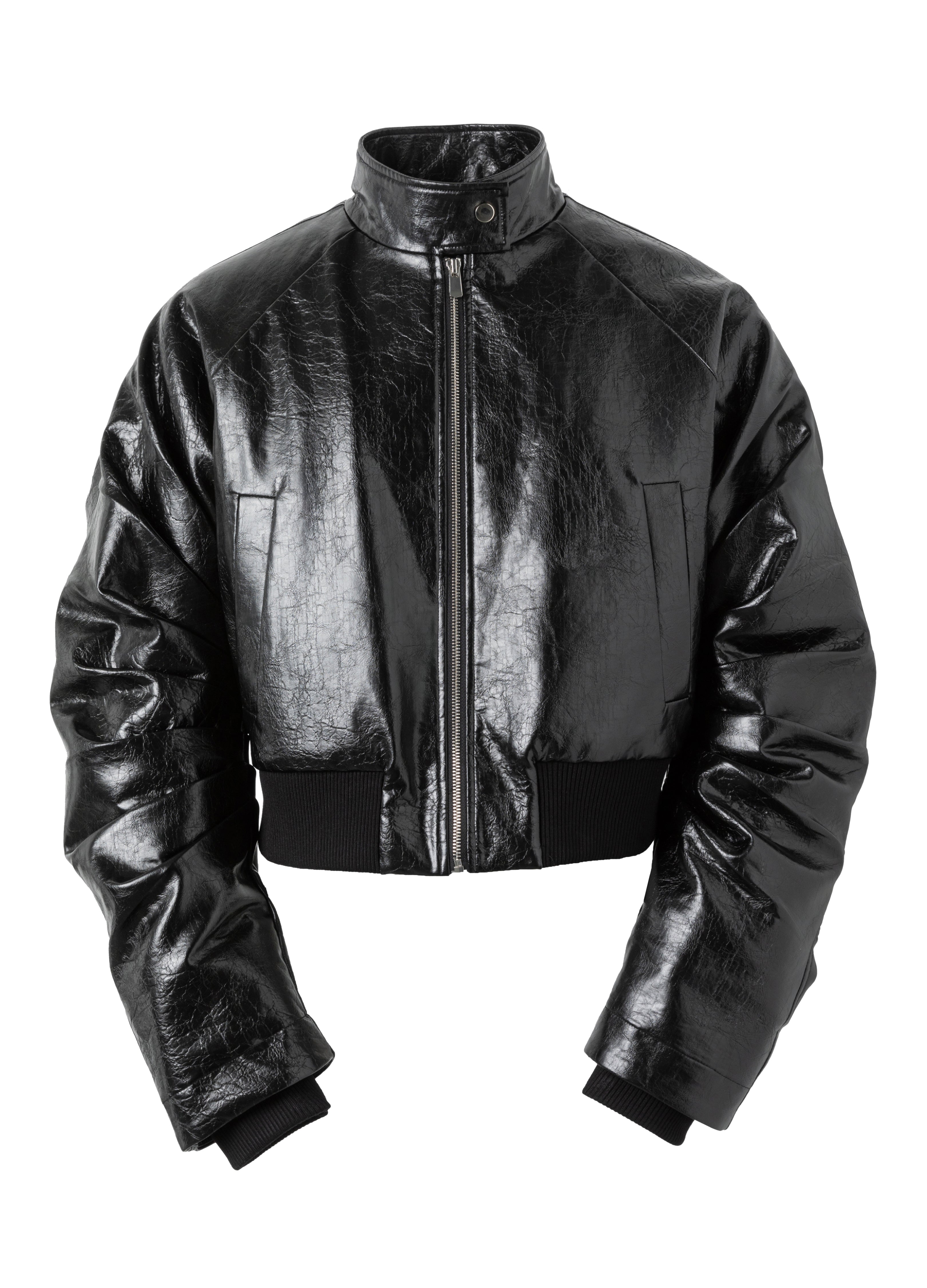 25FW PLEATED LEATHER PUFFER JACKET
